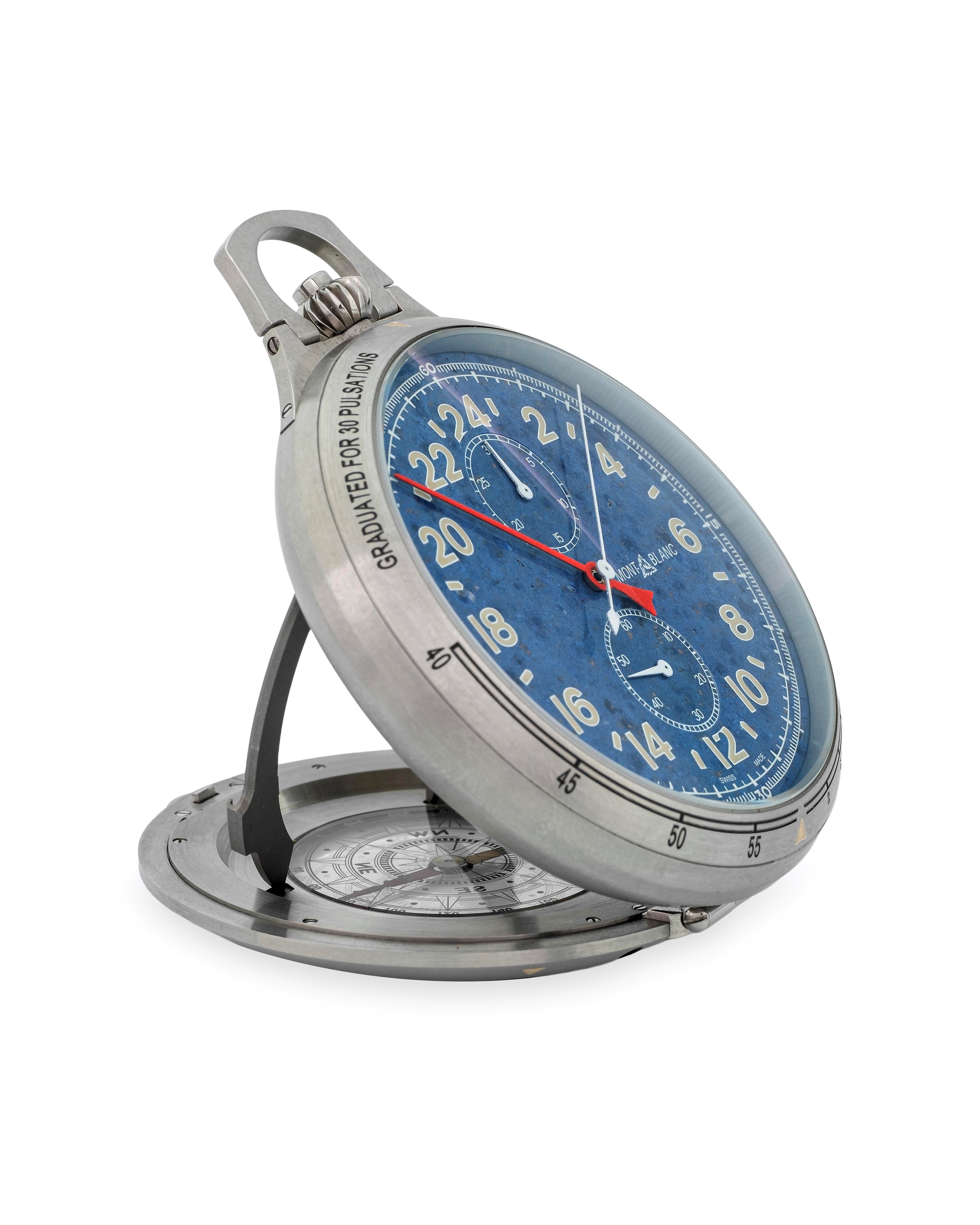 Montblanc - Orologio da tasca 1858 Collection con bussola, titanio, quadrante in Dumortierite (ed...