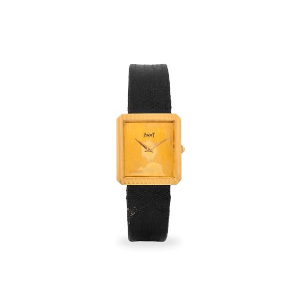 Protocole ref. 9154 in oro giallo 18k, quadrante champagne Godronnè con lancette Dauphine, circa 1980