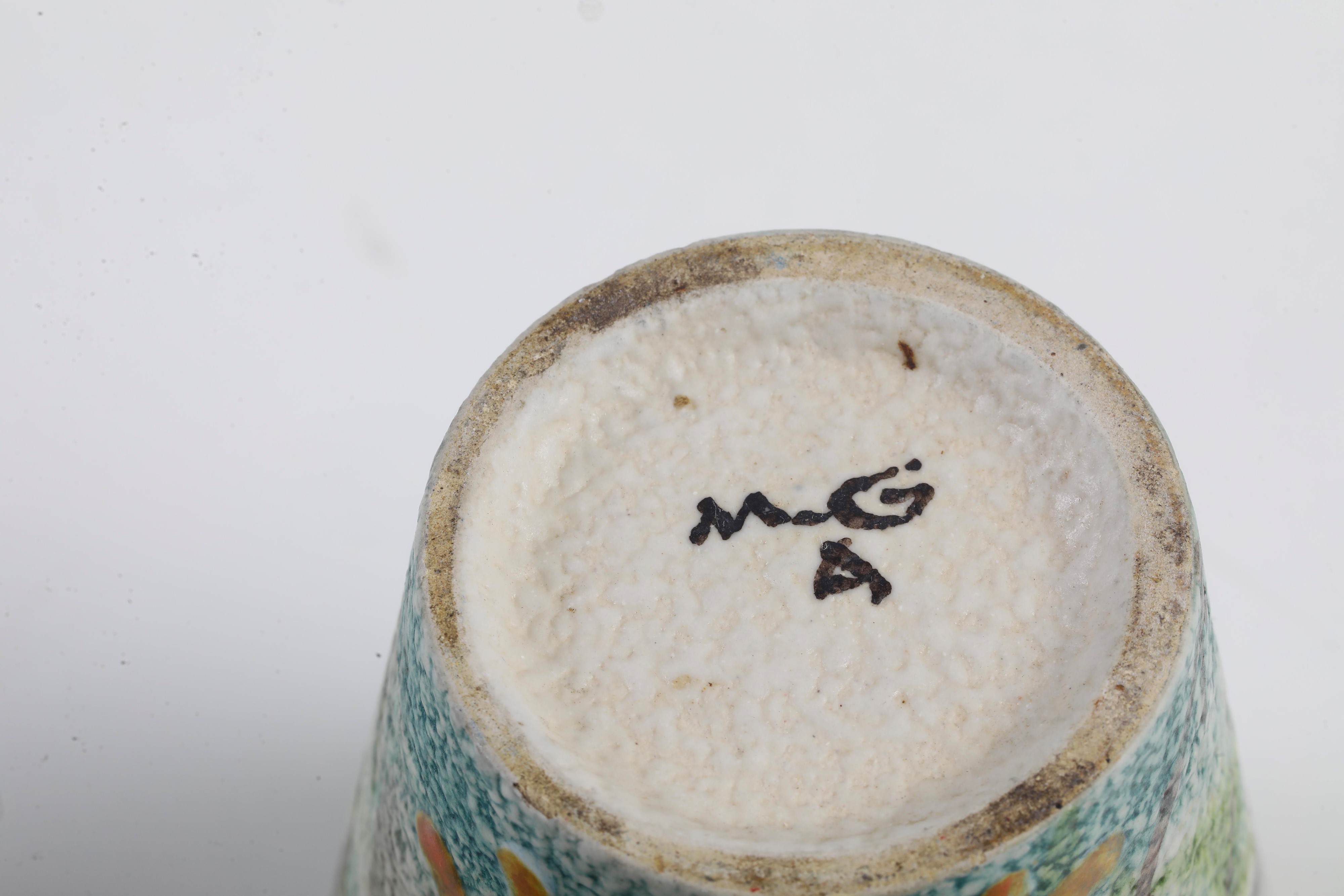 M.G.A., Maiolica, sei bicchieri e una brocca (Albisola, XX secolo)
