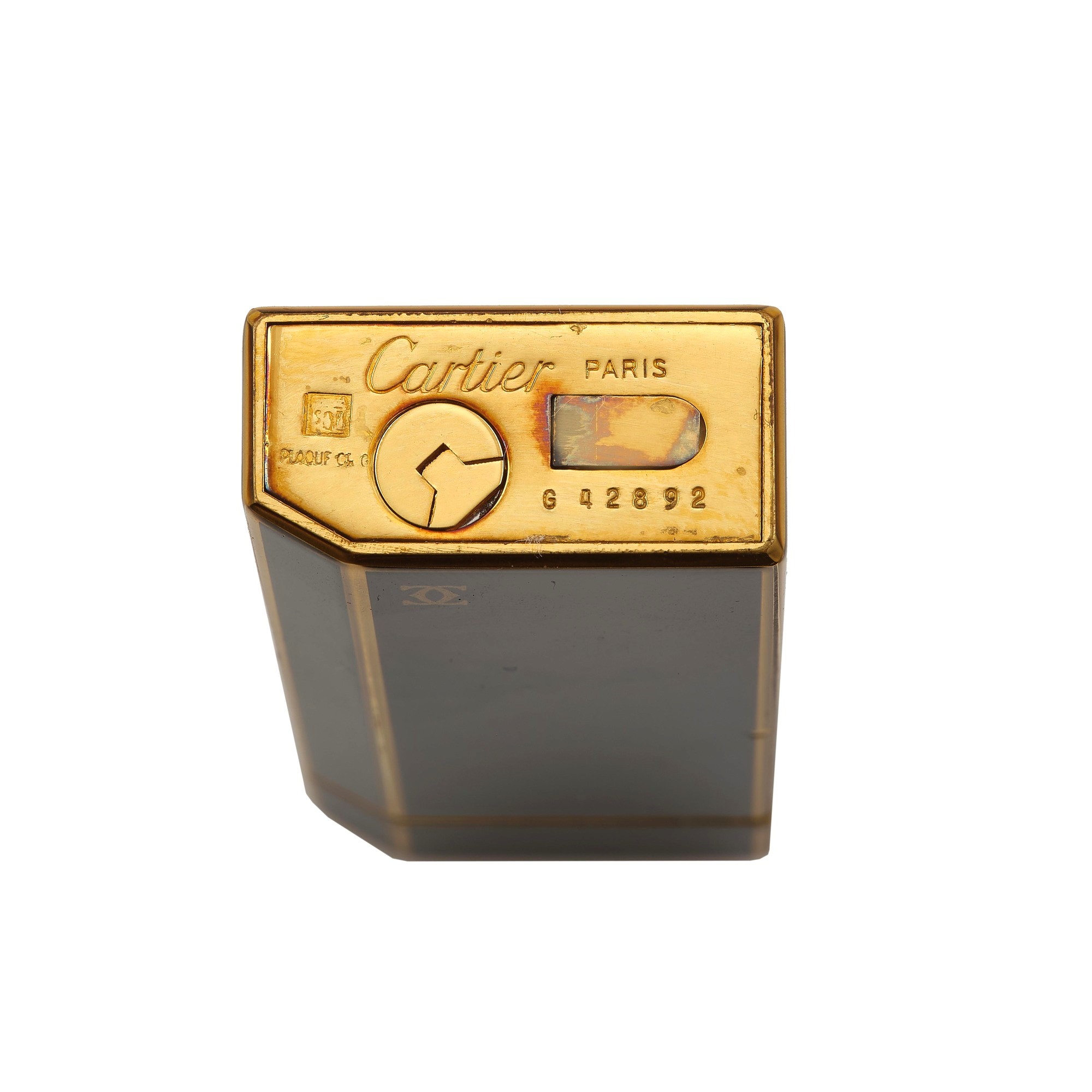 Cartier, Accendino placcato oro con smalto nero, numerazione 642892