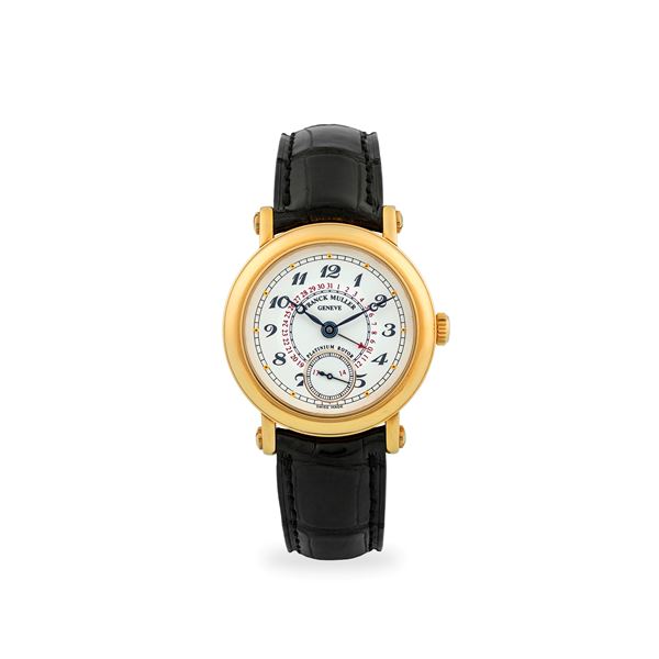 Date ref. 3801 S6 Q in oro giallo 18k, quadrante bianco con datario a lancetta e numeri Breguet, rotore in platino, circa 1990