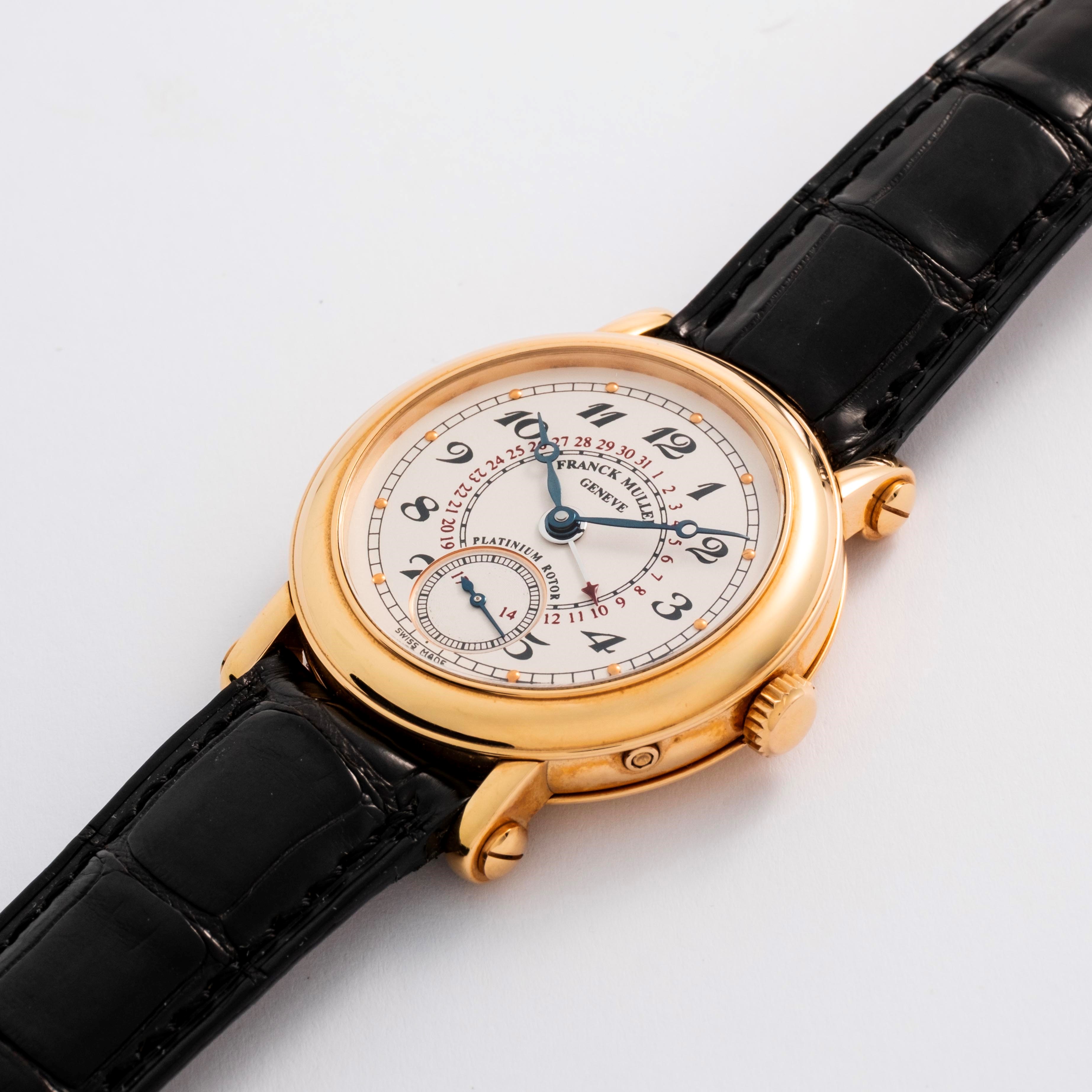 Franck Muller - Date Ref. 3801 S6 Q in oro giallo 18k con quadrante bianco e datario a lancetta, ...