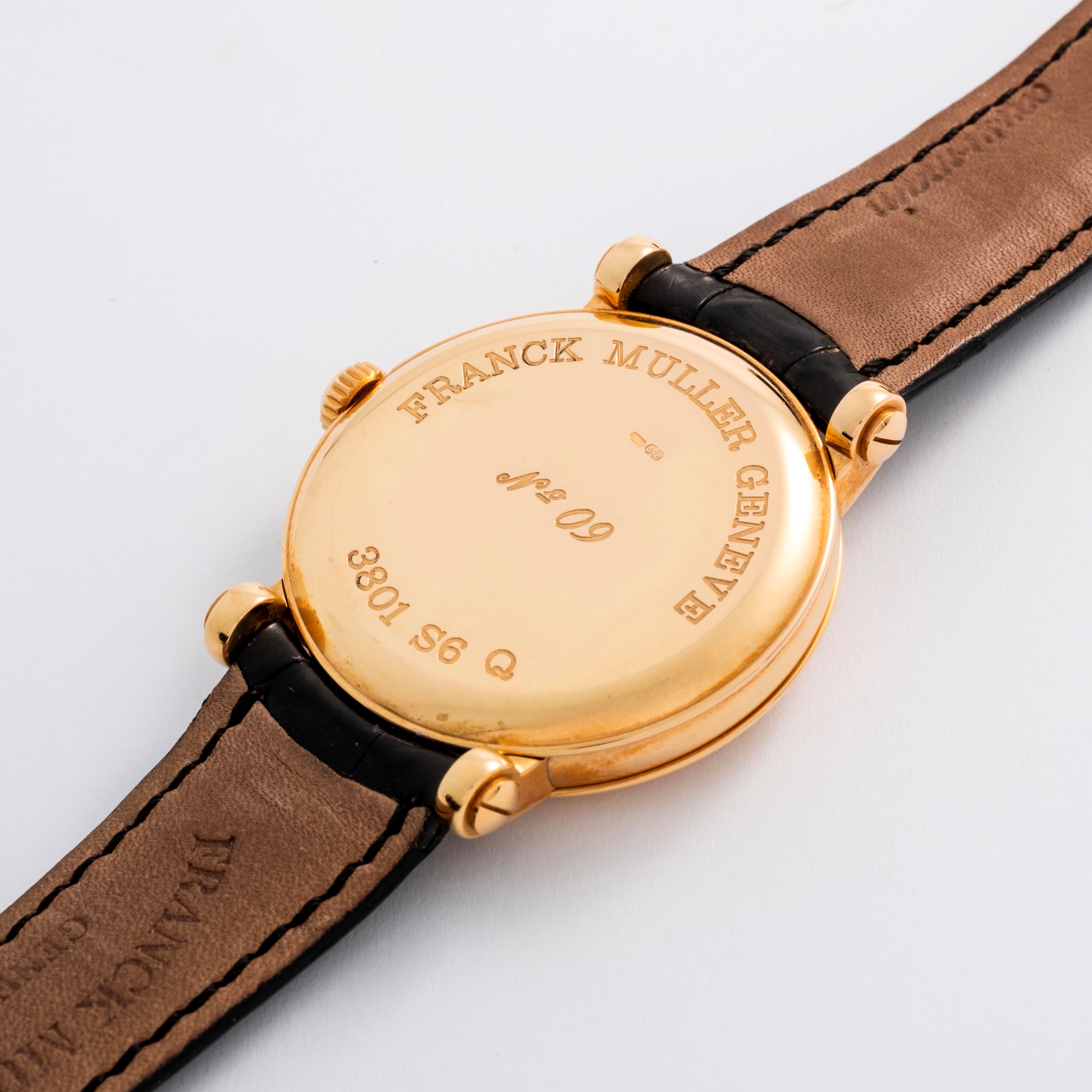 Franck Muller - Date Ref. 3801 S6 Q in oro giallo 18k con quadrante bianco e datario a lancetta, ...