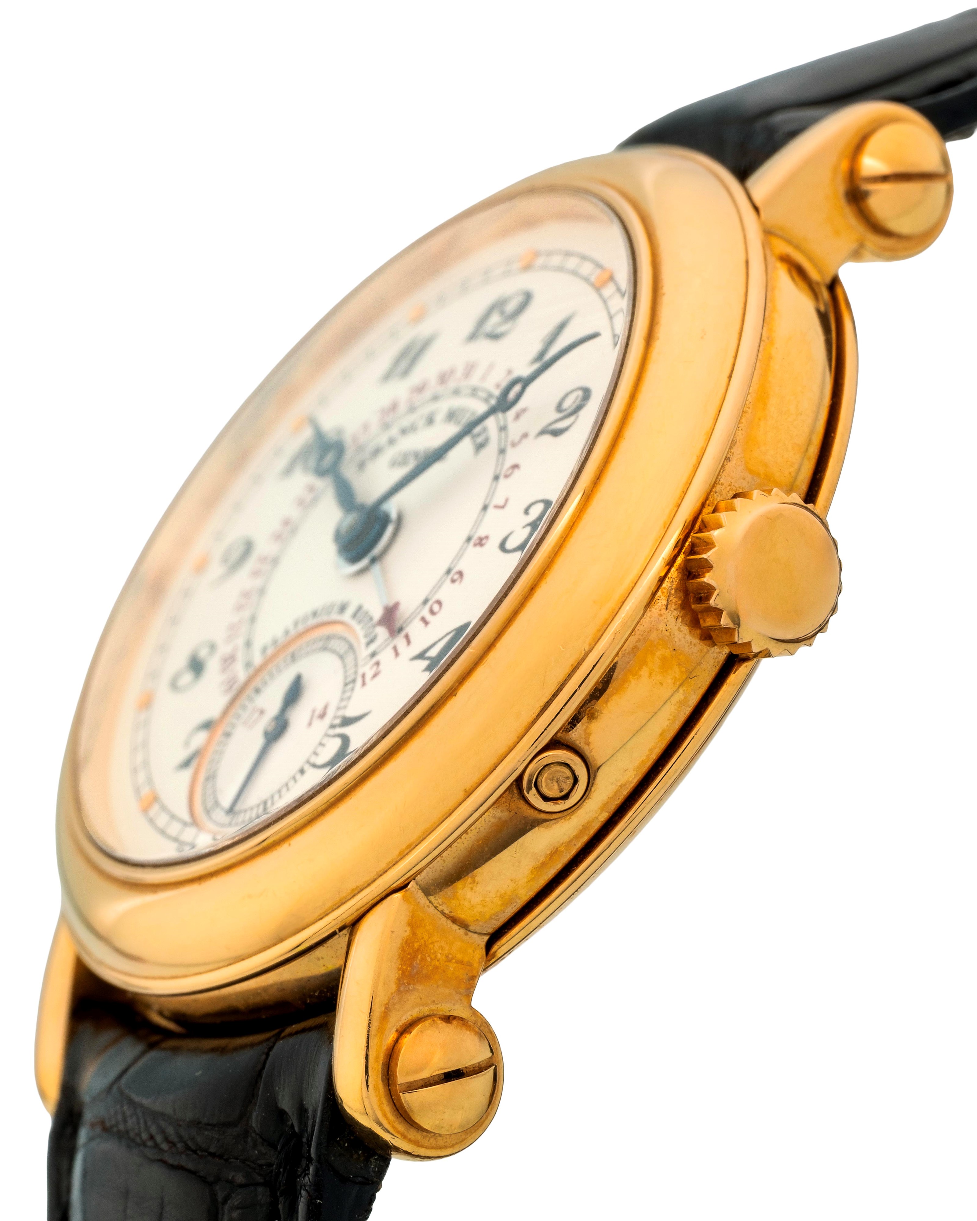Franck Muller - Date Ref. 3801 S6 Q in oro giallo 18k con quadrante bianco e datario a lancetta, ...