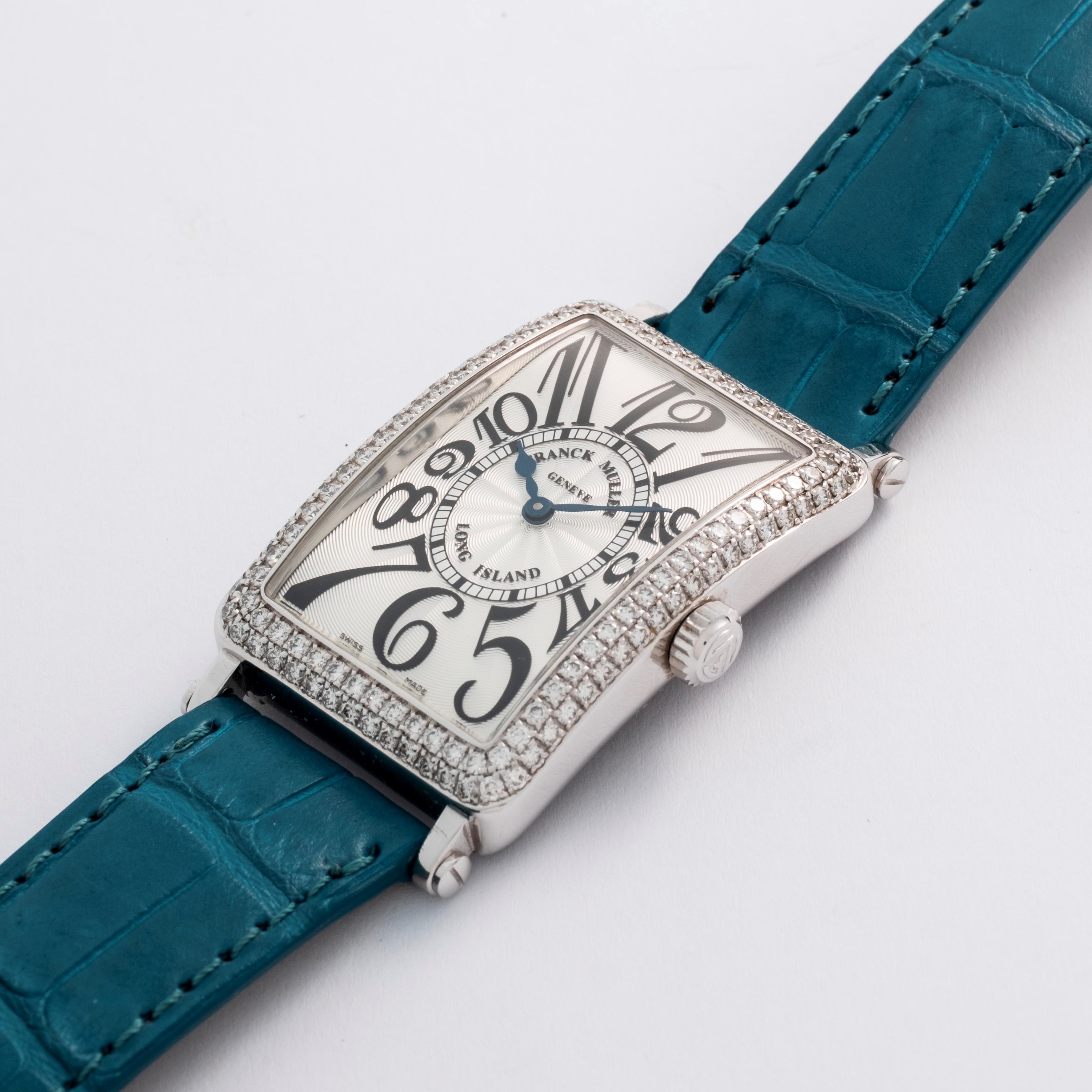 Franck Muller - Long Island ref. 950 QZ D in oro bianco 18k con quadrante argentè guilloché, circ...