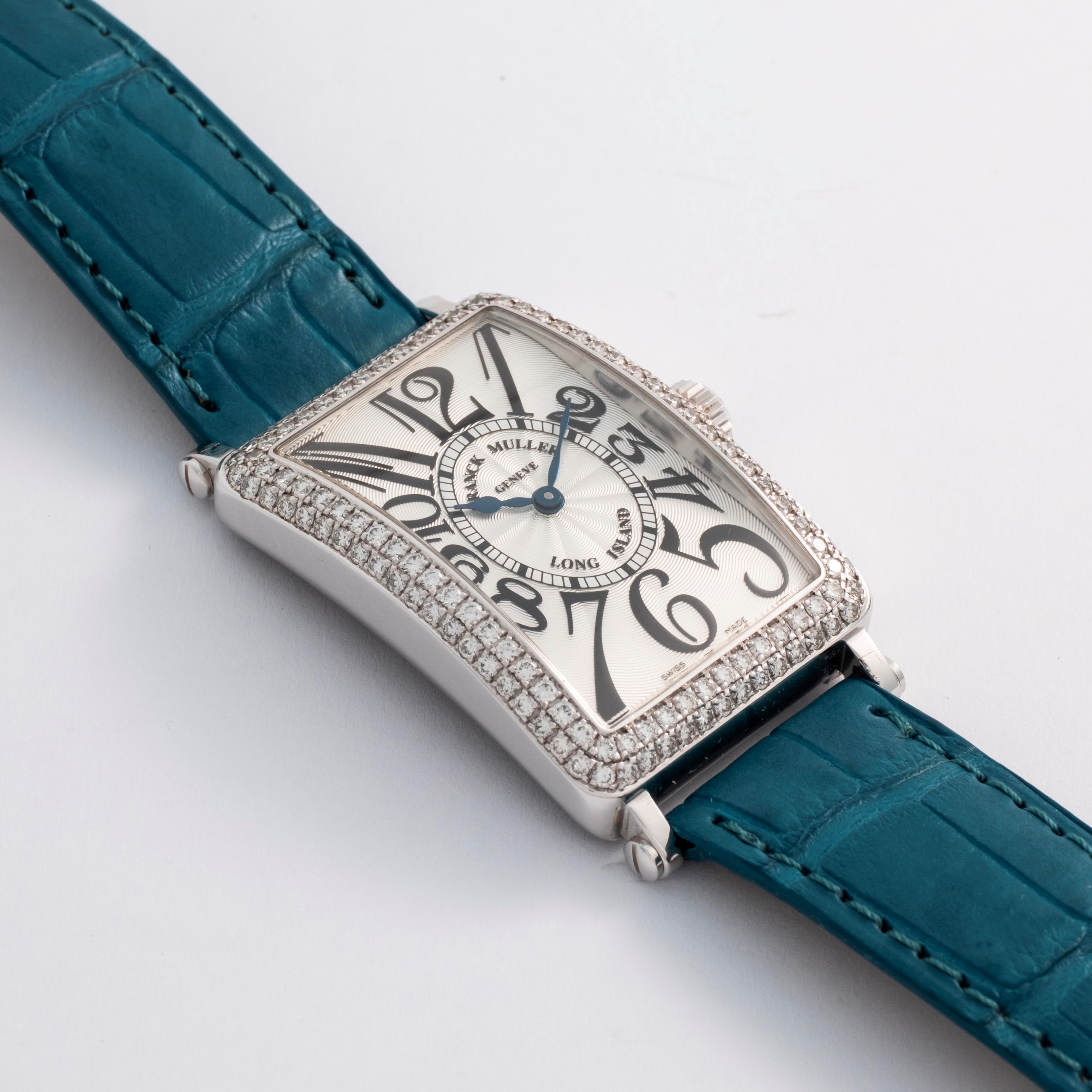 Franck Muller - Long Island ref. 950 QZ D in oro bianco 18k con quadrante argentè guilloché, circ...