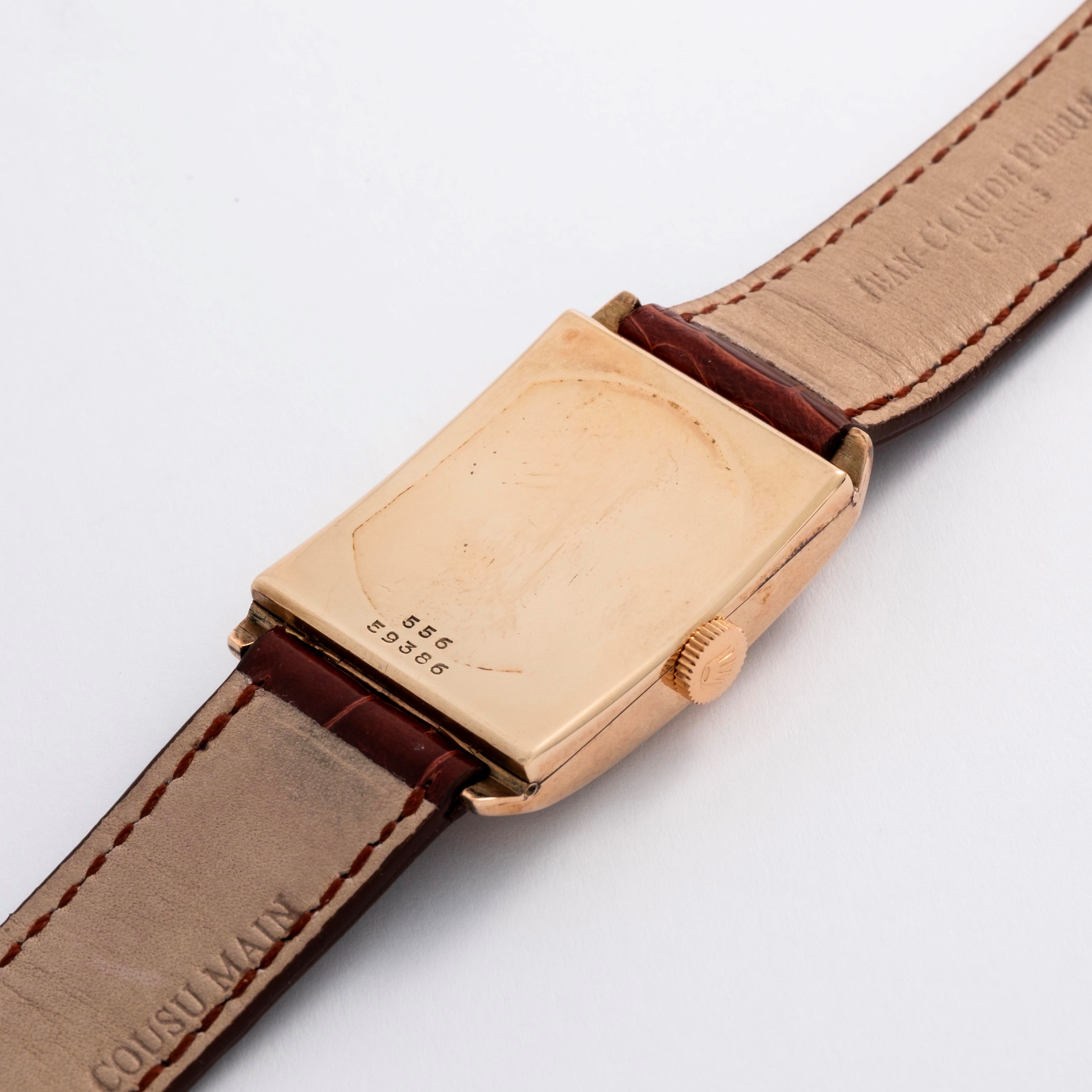 Rolex - Orologio Art Déco ref. 556 in oro giallo 9k con quadrante argentè e piccoli secondi, circ...