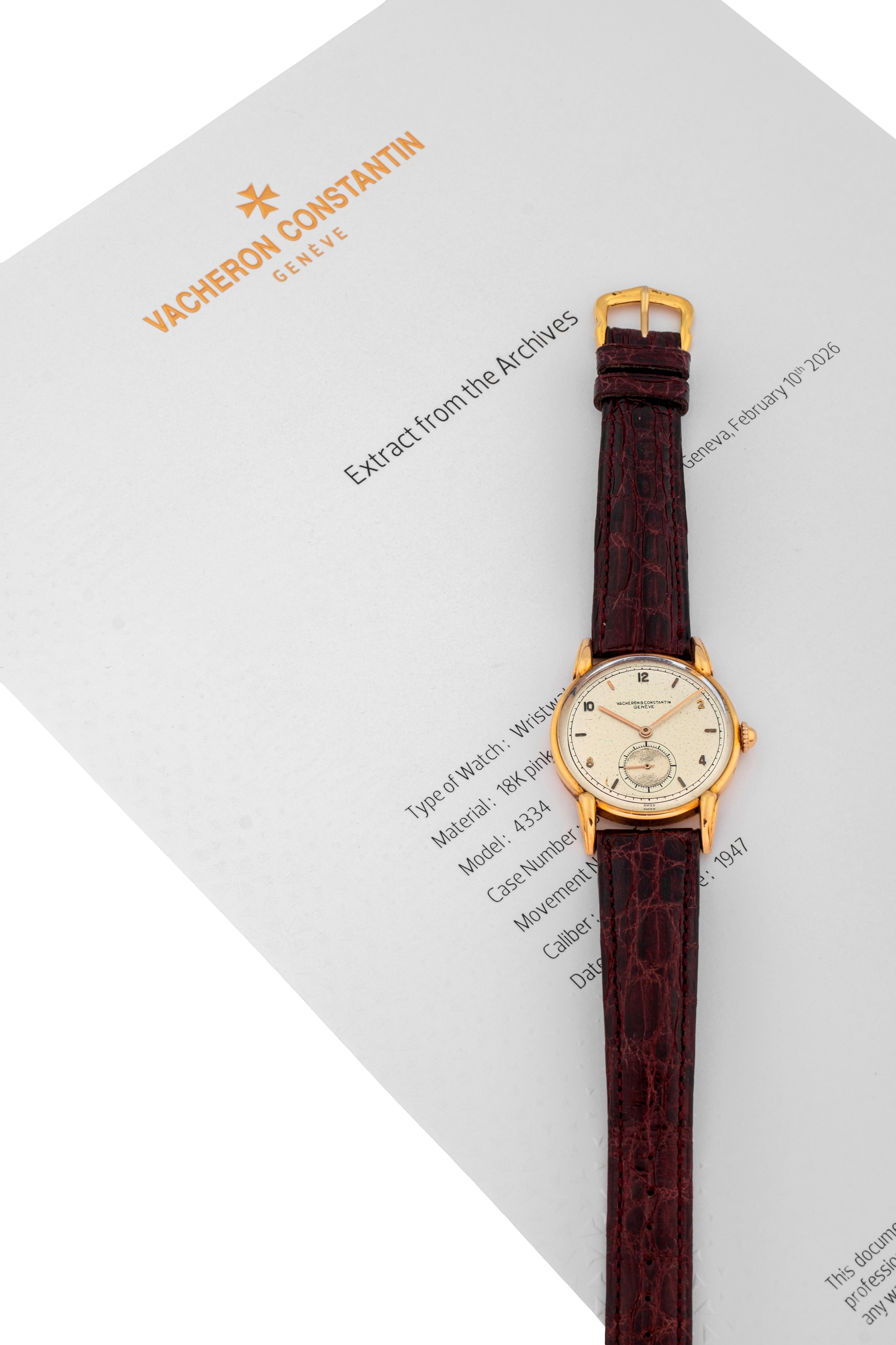 Vacheron & Constantin - Spider Lugs “Solo tempo” in oro rosa 18k con quadrante argentè e piccoli ...