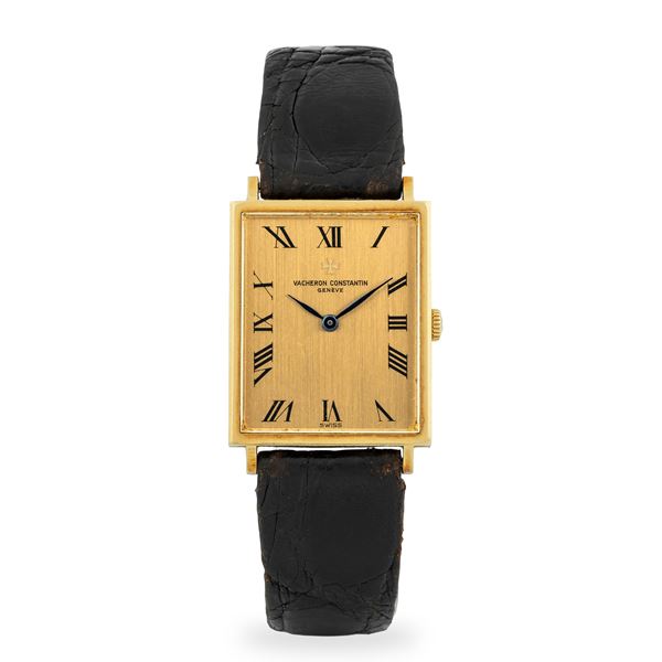 Vacheron &amp; Constantin - Orologio di forma ref. 39011 in oro giallo 18k, quadrante champagne con numeri Romani, con estratto d'archivio, circa 1978
