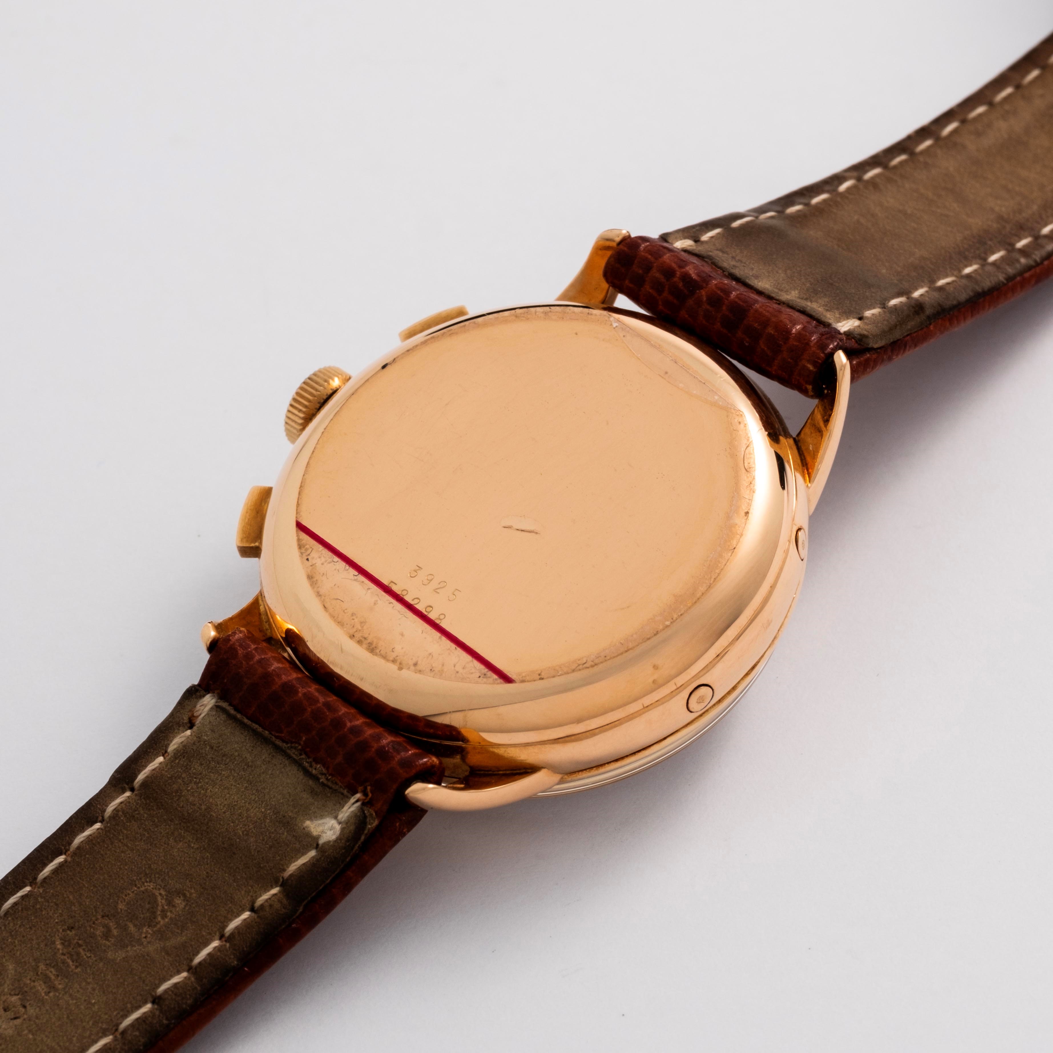 Baume & Mercier - Cronografo ref. 3925 in oro giallo 18k con quadrante argenté e fasi lunari, cir...