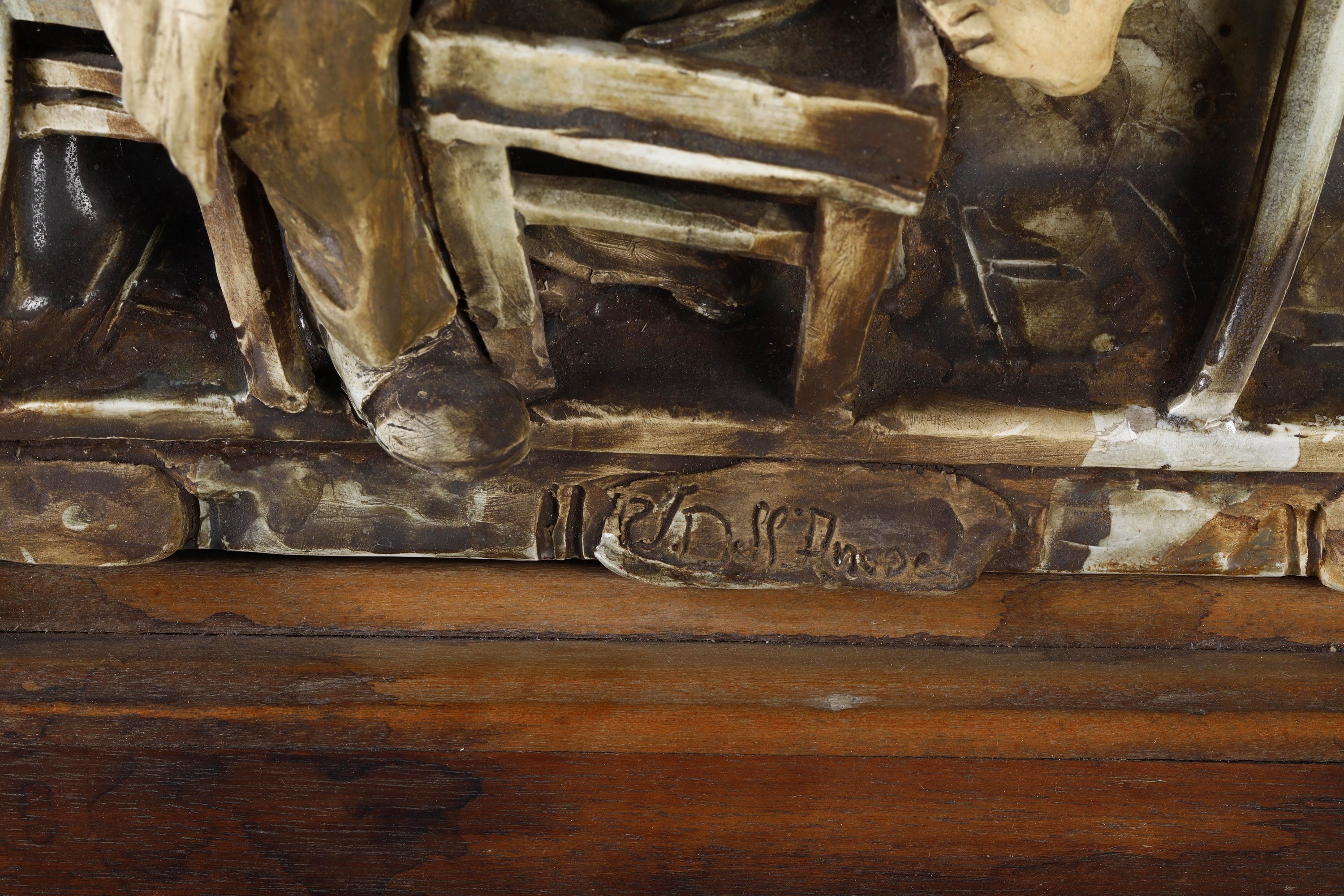 Rilievo in terracotta dipinta, cornice decorativa