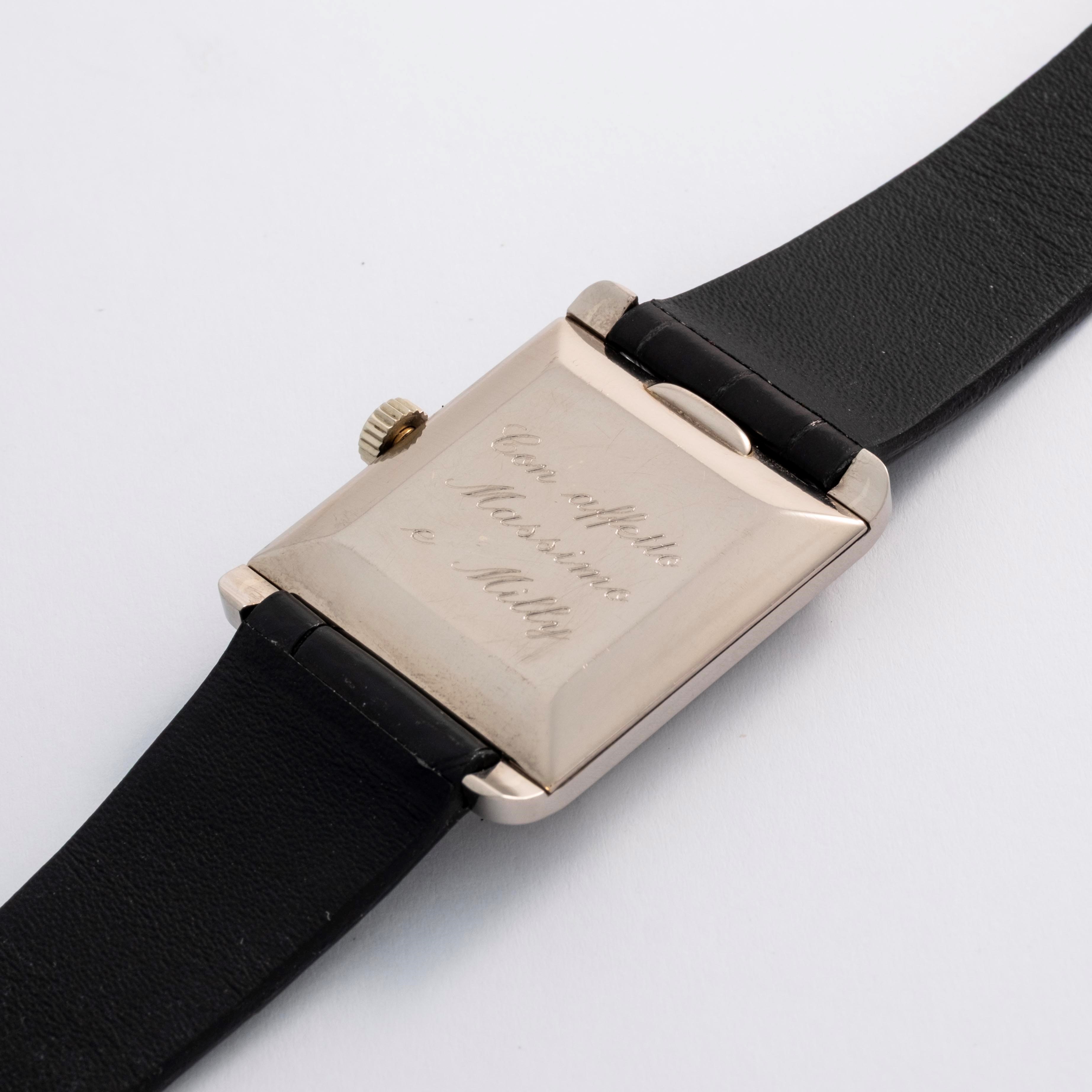 Patek Philippe - Carrè Ref. 2488 in oro bianco 18k con quadrante argentè firmato "Gobbi Milano"
