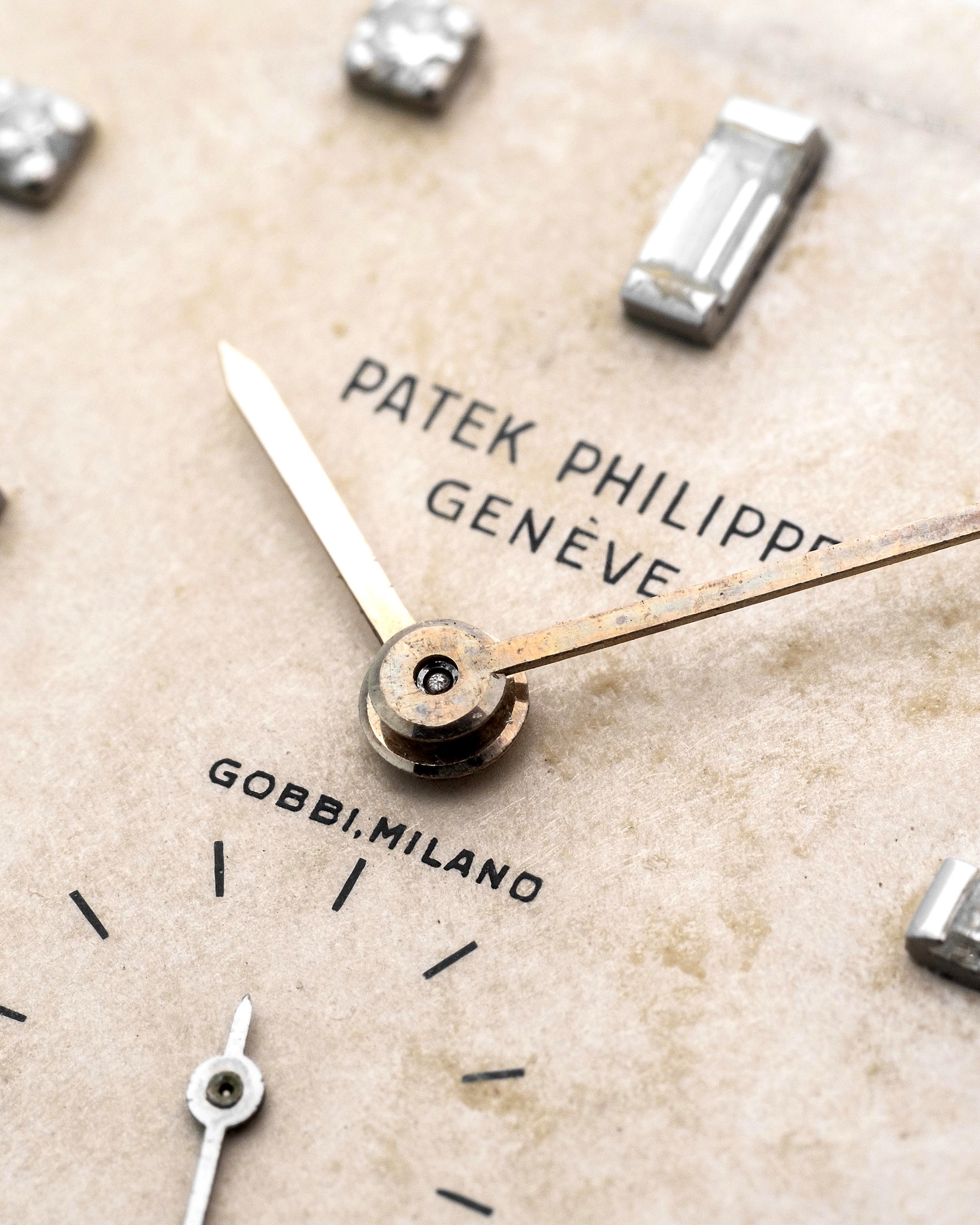 Patek Philippe - Carrè Ref. 2488 in oro bianco 18k con quadrante argentè firmato "Gobbi Milano"