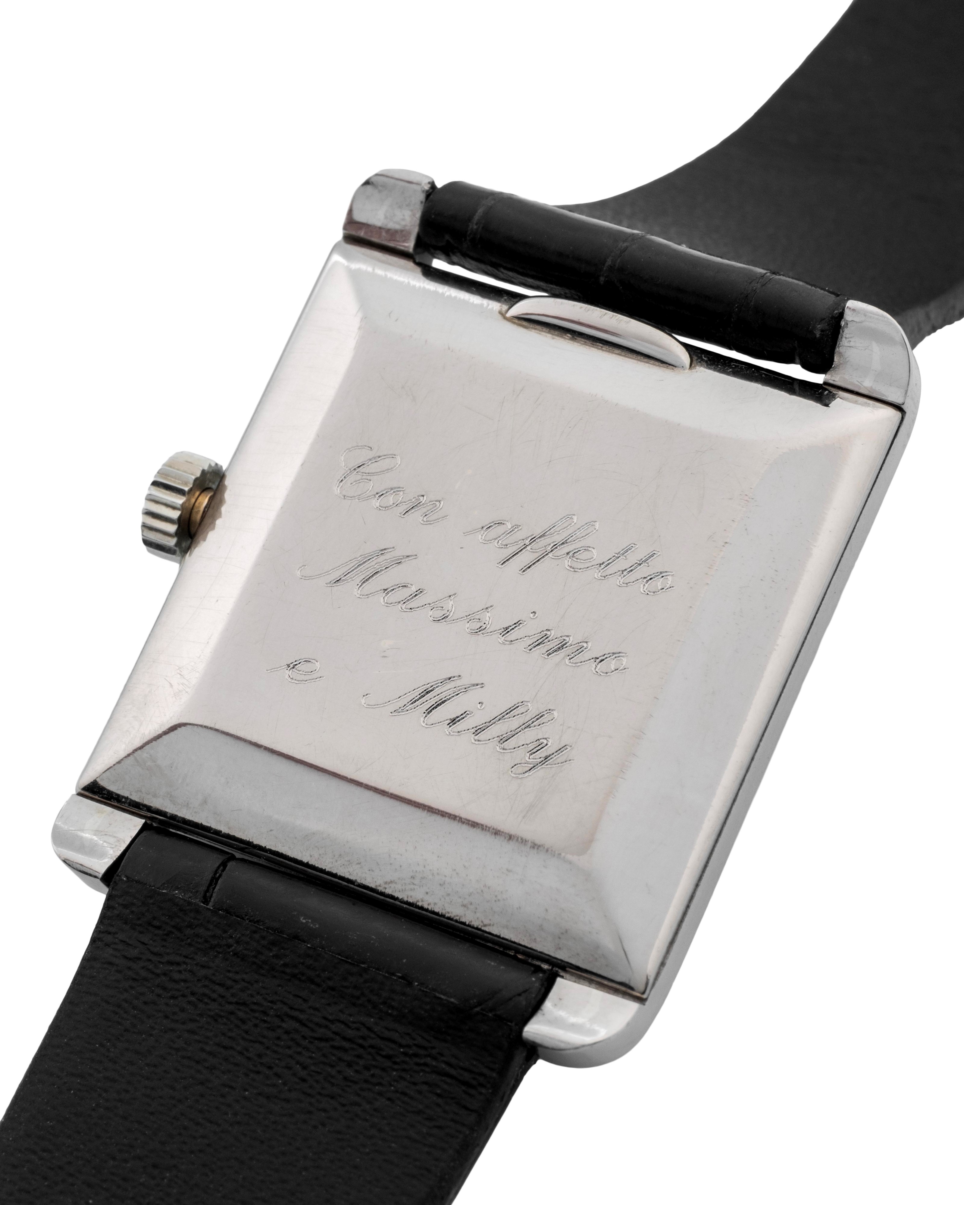 Patek Philippe - Carrè Ref. 2488 in oro bianco 18k con quadrante argentè firmato "Gobbi Milano"