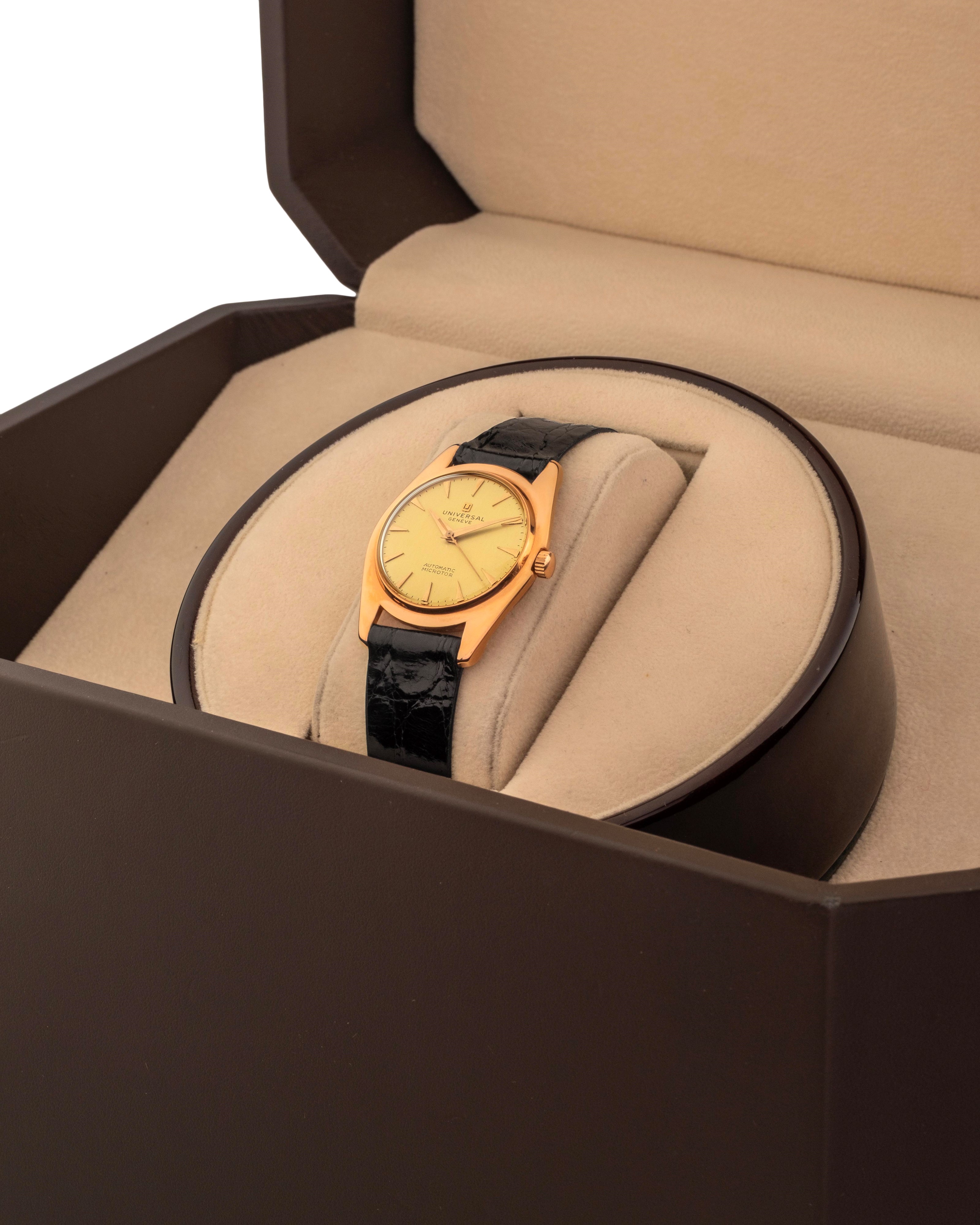 Universal - Microrotor 10351 1 automatico, oro rosa 18k, quadrante champagne (circa 1950)