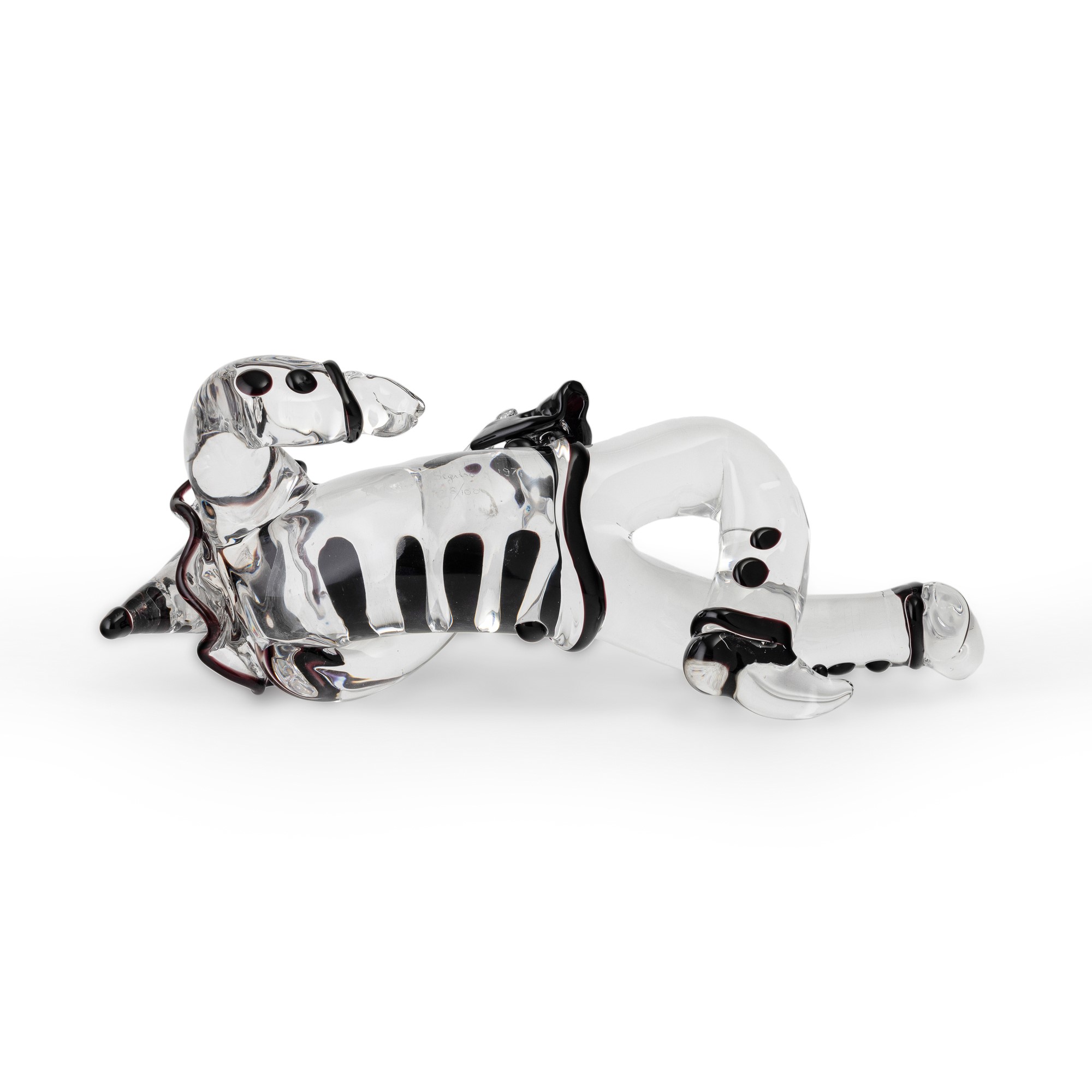 Archimede Seguso - Murano 1971 — scultura in vetro pesante con applicazioni in ametista scuro