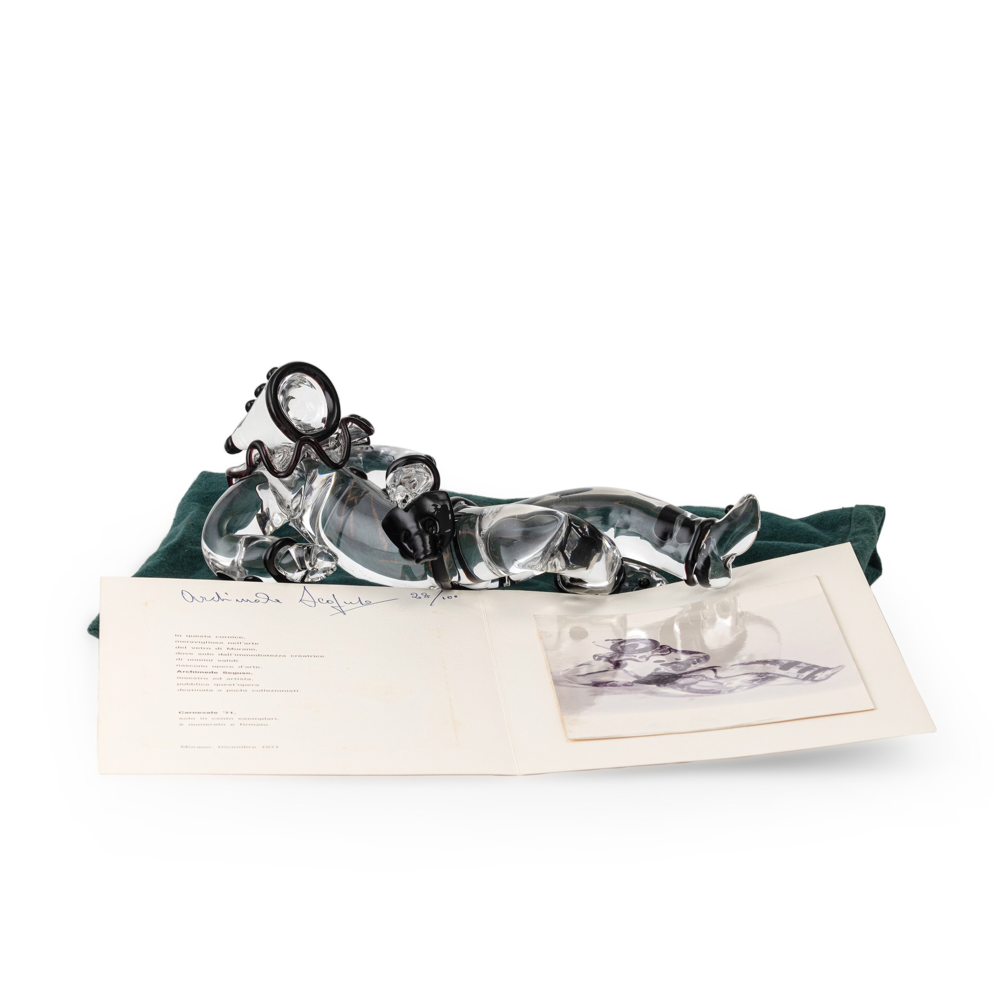 Archimede Seguso - Murano 1971 — scultura in vetro pesante con applicazioni in ametista scuro
