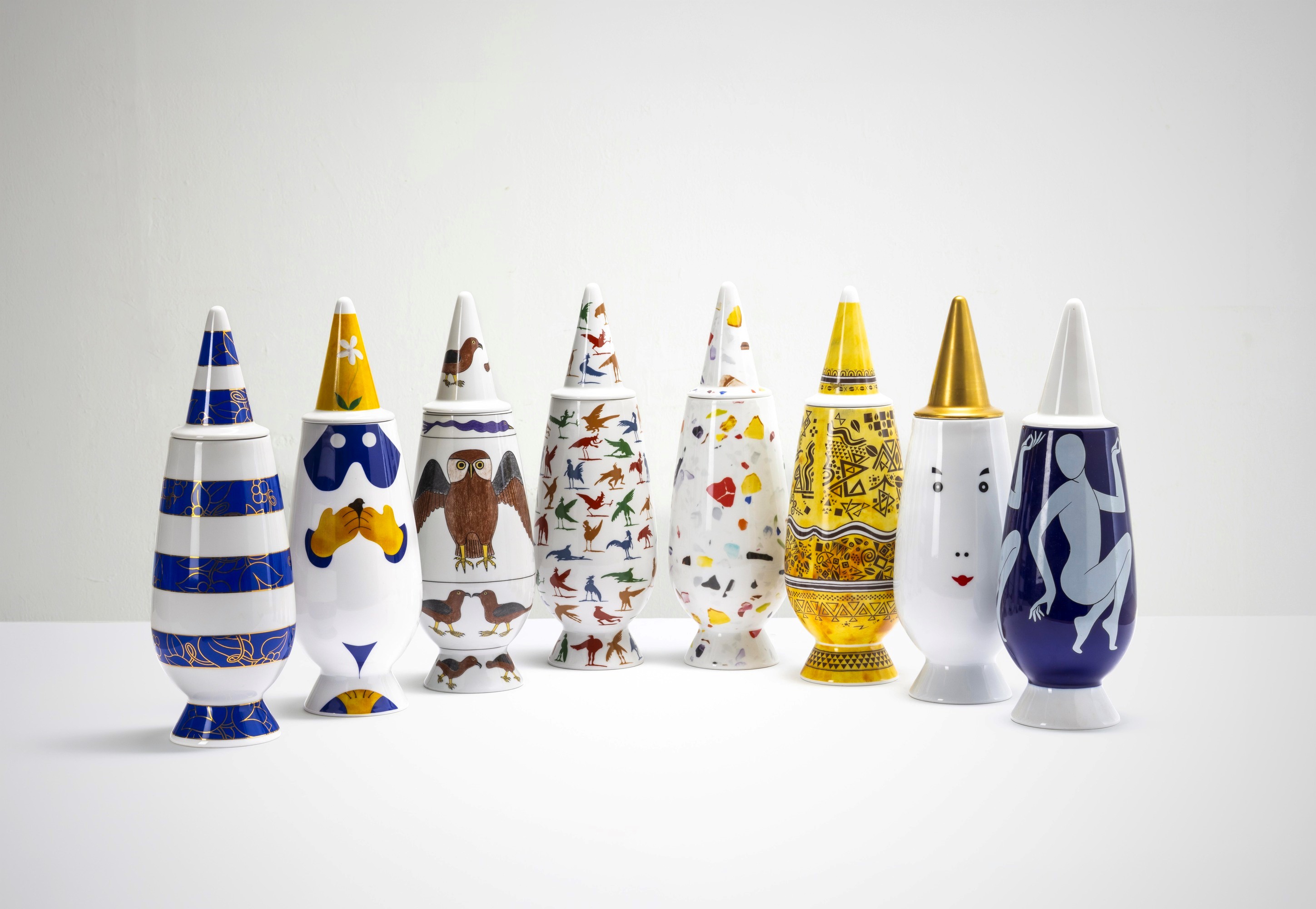 Alessandro Mendini - Collezione di 8 vasi in ceramica smaltata “100% Make up” (serie 100% Make up...