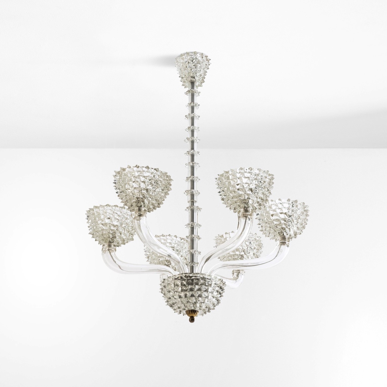 Ercole Barovier - Lampada a sospensione in metallo e vetro di Murano