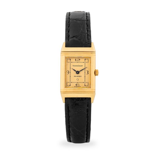 Jaeger-LeCoultre - Reverso Lady in oro giallo 18k, quadrante champagne con numeri Arabi, circa 1990
