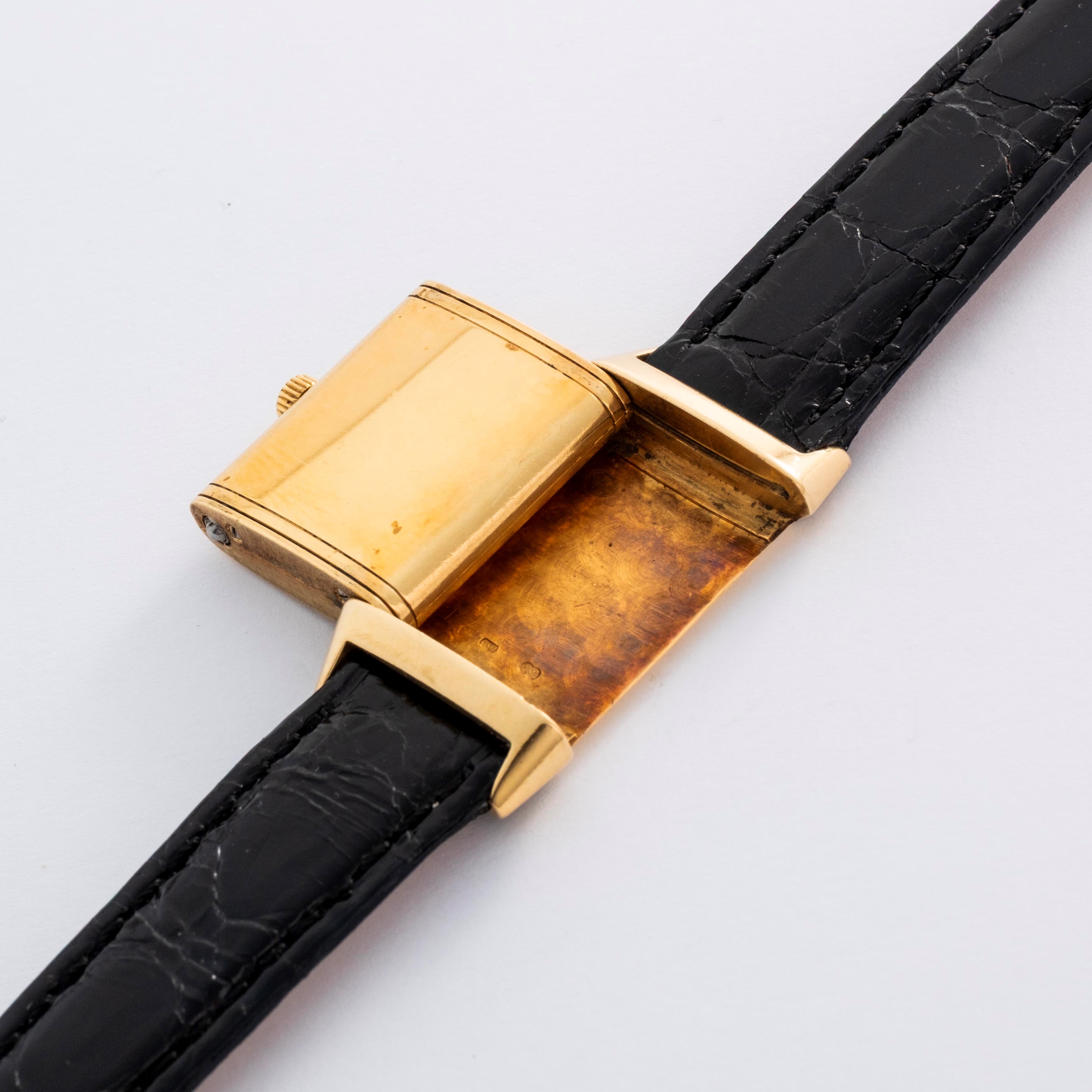Jaeger-lecoultre - Reverso in oro giallo 18k con quadrante champagne e numeri arabi (circa 1990)