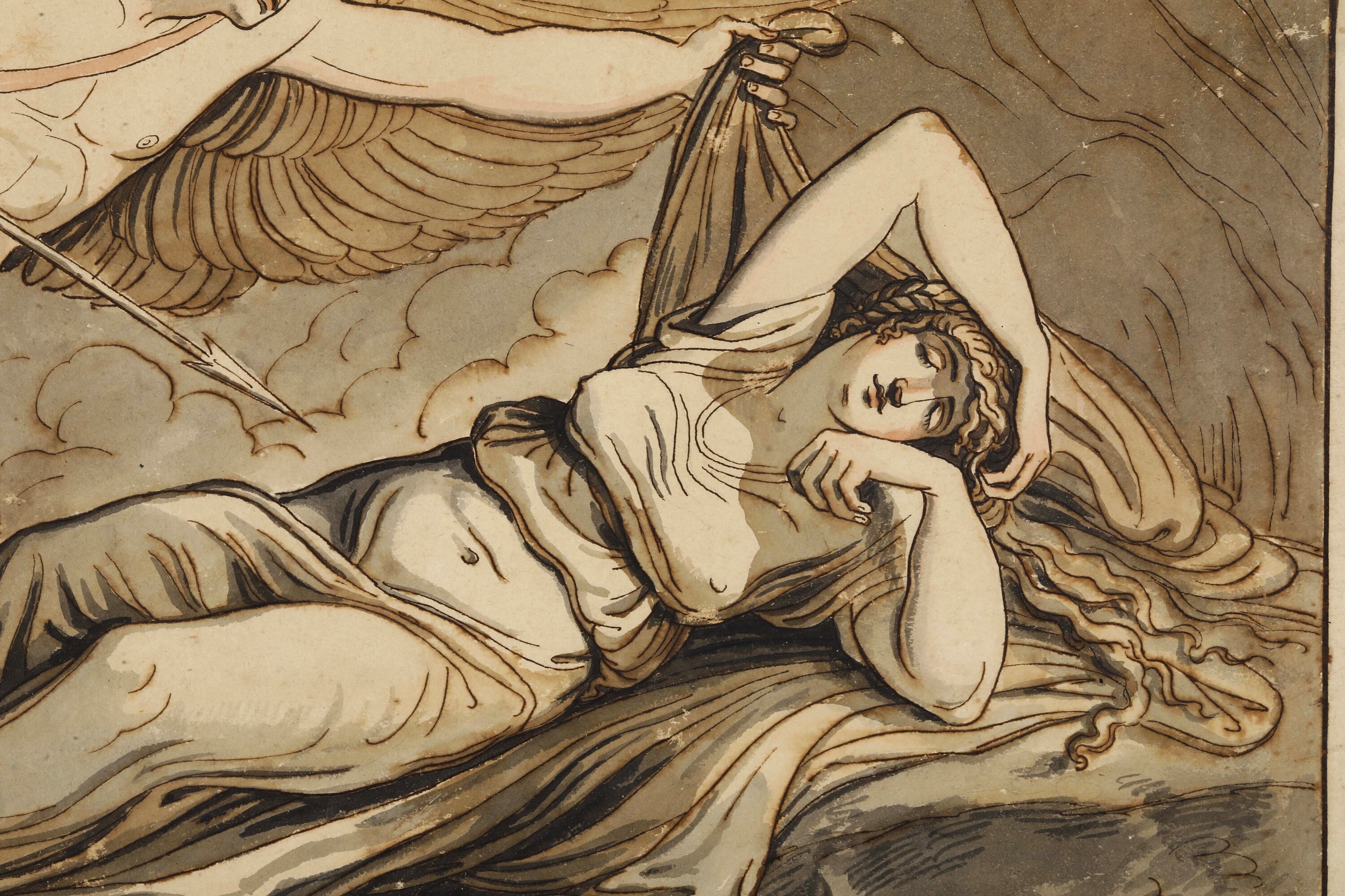 Felice Giani - Amore e Psiche, penna e inchiostro bruno con acquerello colorato su carta