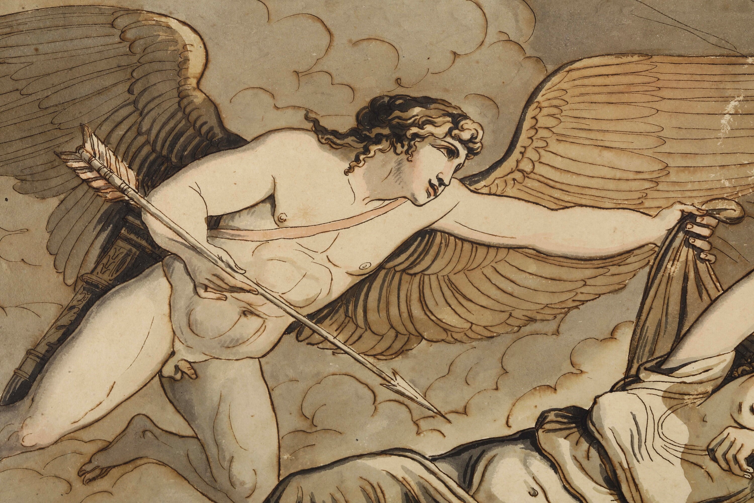 Felice Giani - Amore e Psiche, penna e inchiostro bruno con acquerello colorato su carta