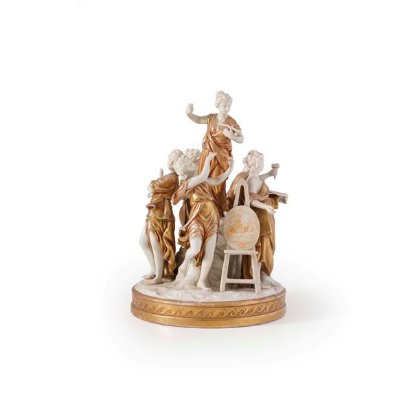 Gruppo allegorico delle arti. Germania, Manifattura della Turingia, XX secolo.