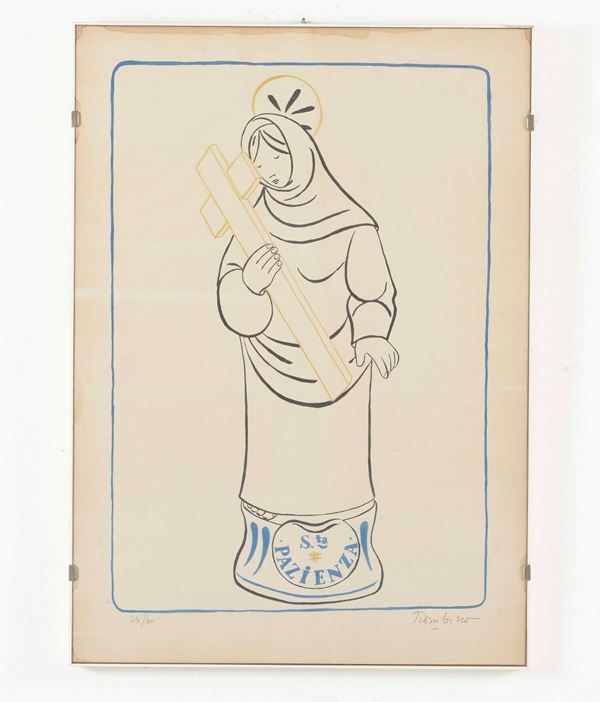 Litografia raffigurante Madonna