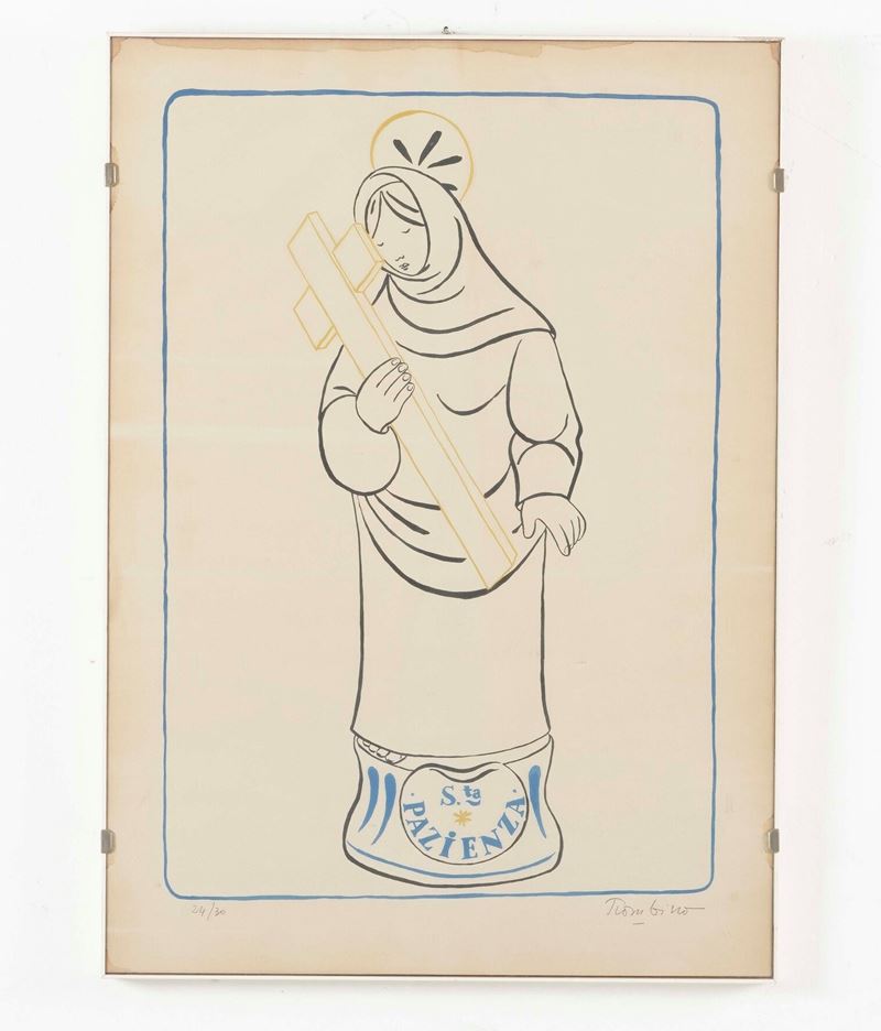 Litografia raffigurante Madonna  - Auction Antiques - Cambi Casa d'Aste