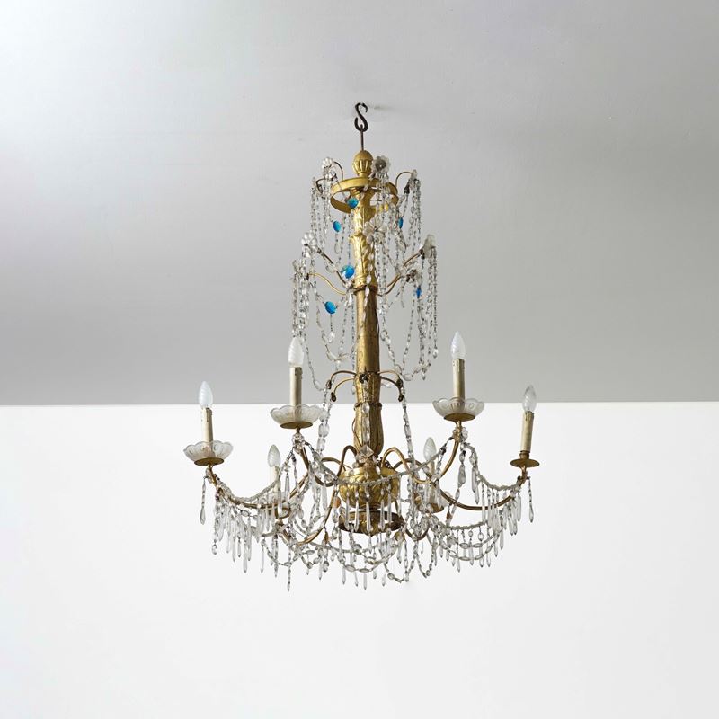 Lampadario a sei luci. Genova XVIII-XIX secolo  - Auction Antiques - Cambi Casa d'Aste