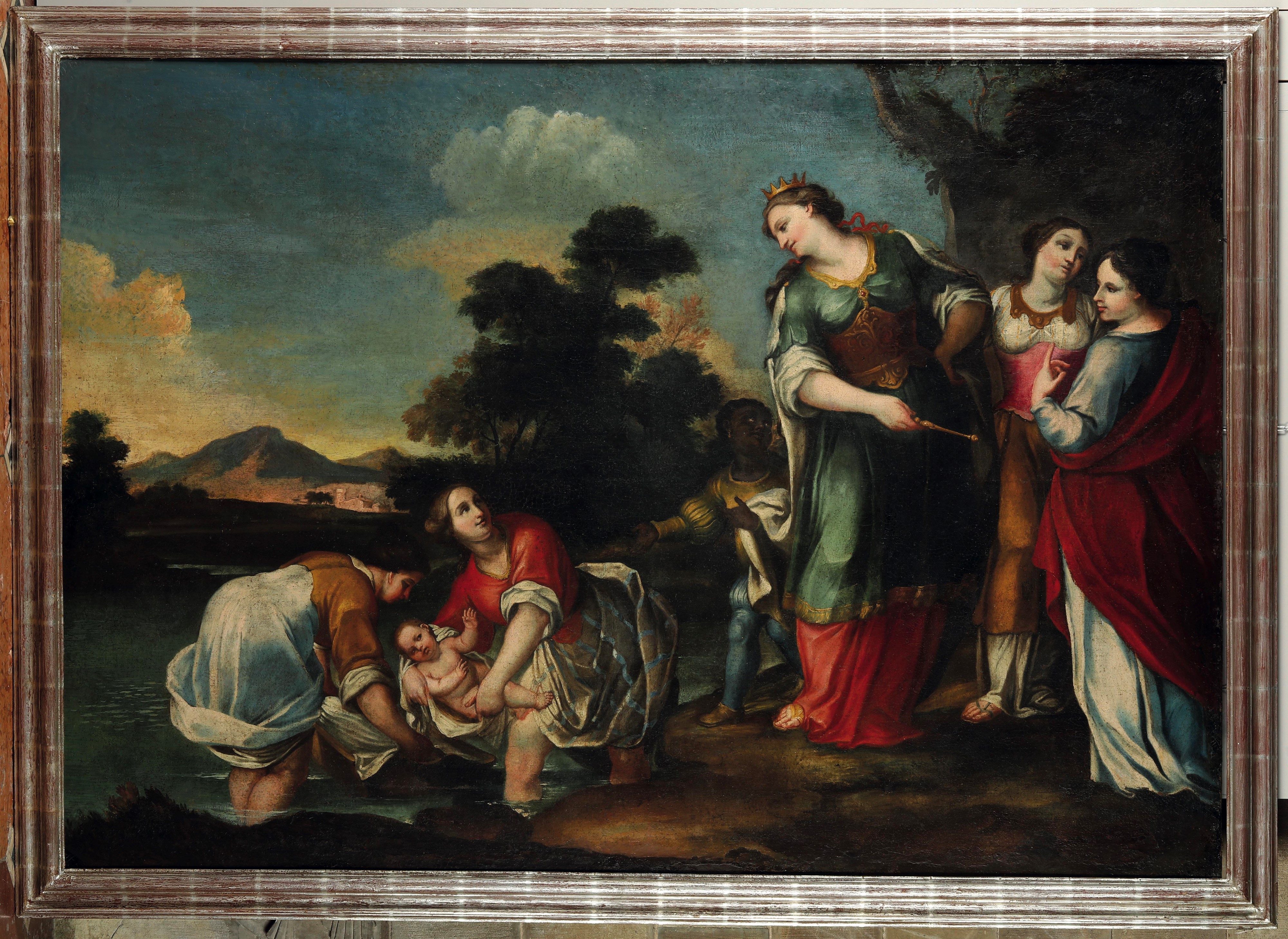 Scuola genovese (XVIII secolo), Mosè salvato dalle acque, olio su tela