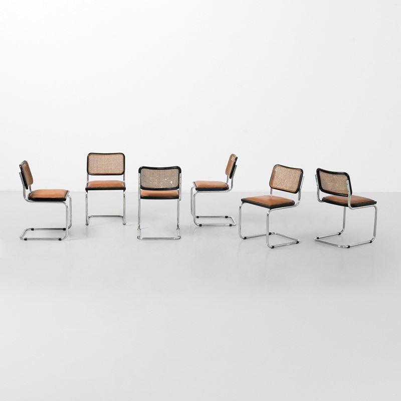 Marcel Breuer : Sei sedie mod. B32 Cesca  - Asta Design Lab - Cambi Casa d'Aste