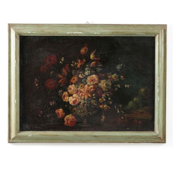 Scuola del XIX secolo Natura morta con vaso di fiori