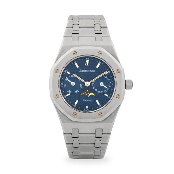 Elegante Royal Oak in acciaio, quadrante blu Grand Tapisserie con indicatori di giorno della settimana,  [..]