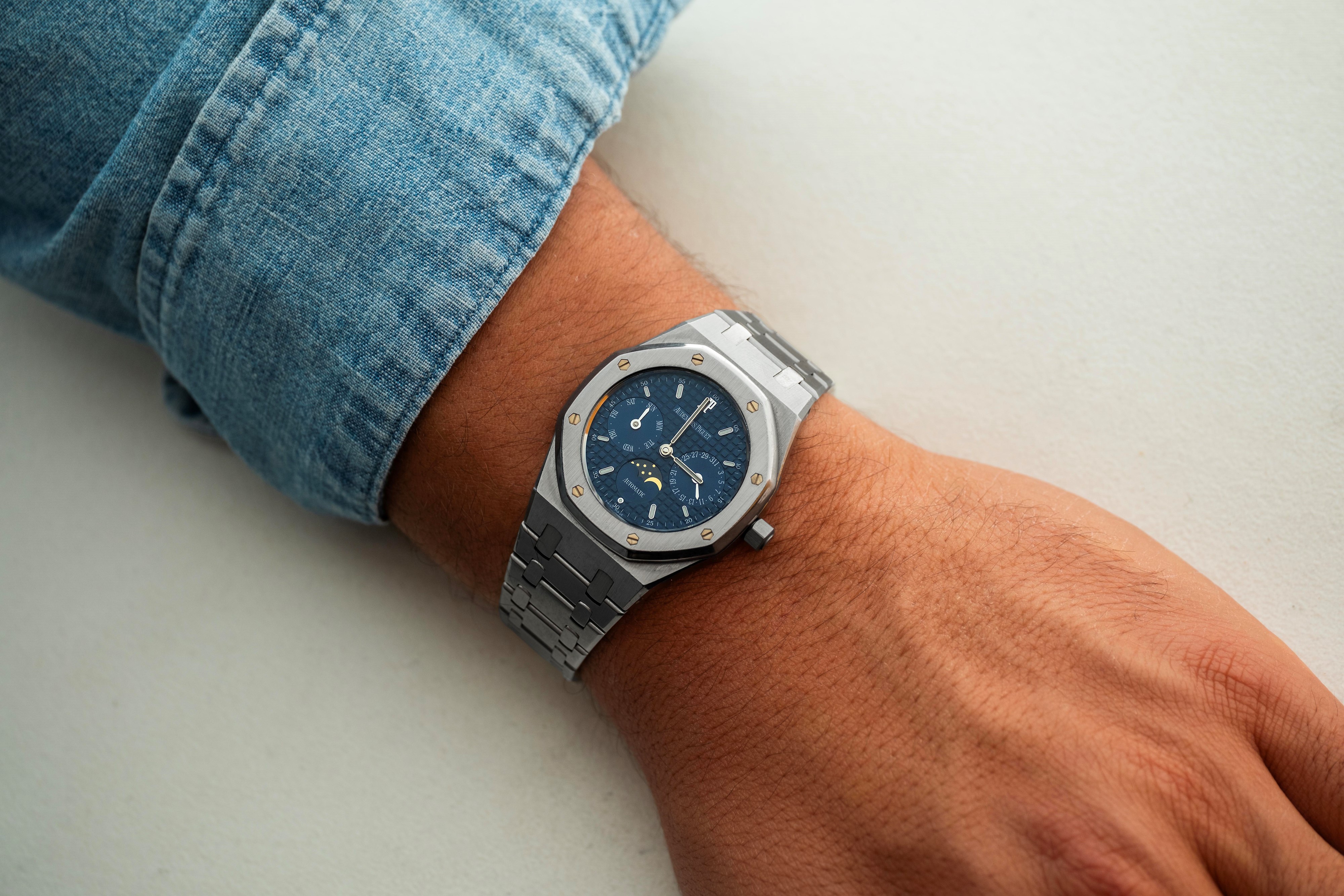 Audemars Piguet - Royal Oak 25594ST.00.0789ST.04 in acciaio con quadrante blu Grand Tapisserie e ...