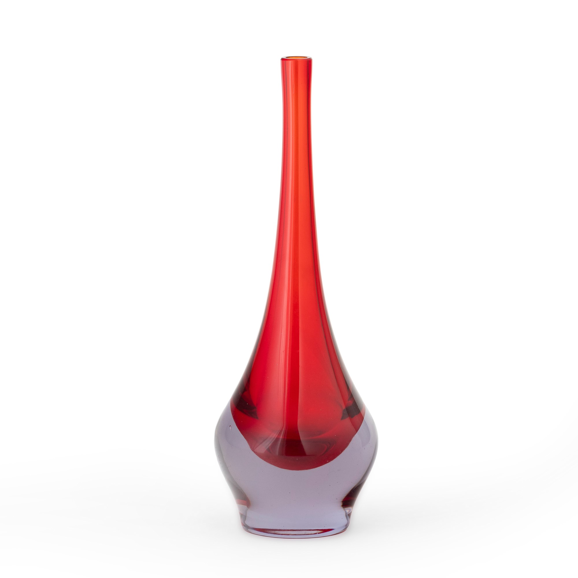 Antonio da Ros - Vaso “a goccia” solifleur in vetro sommerso a due colori, Murano (ca. 1960)