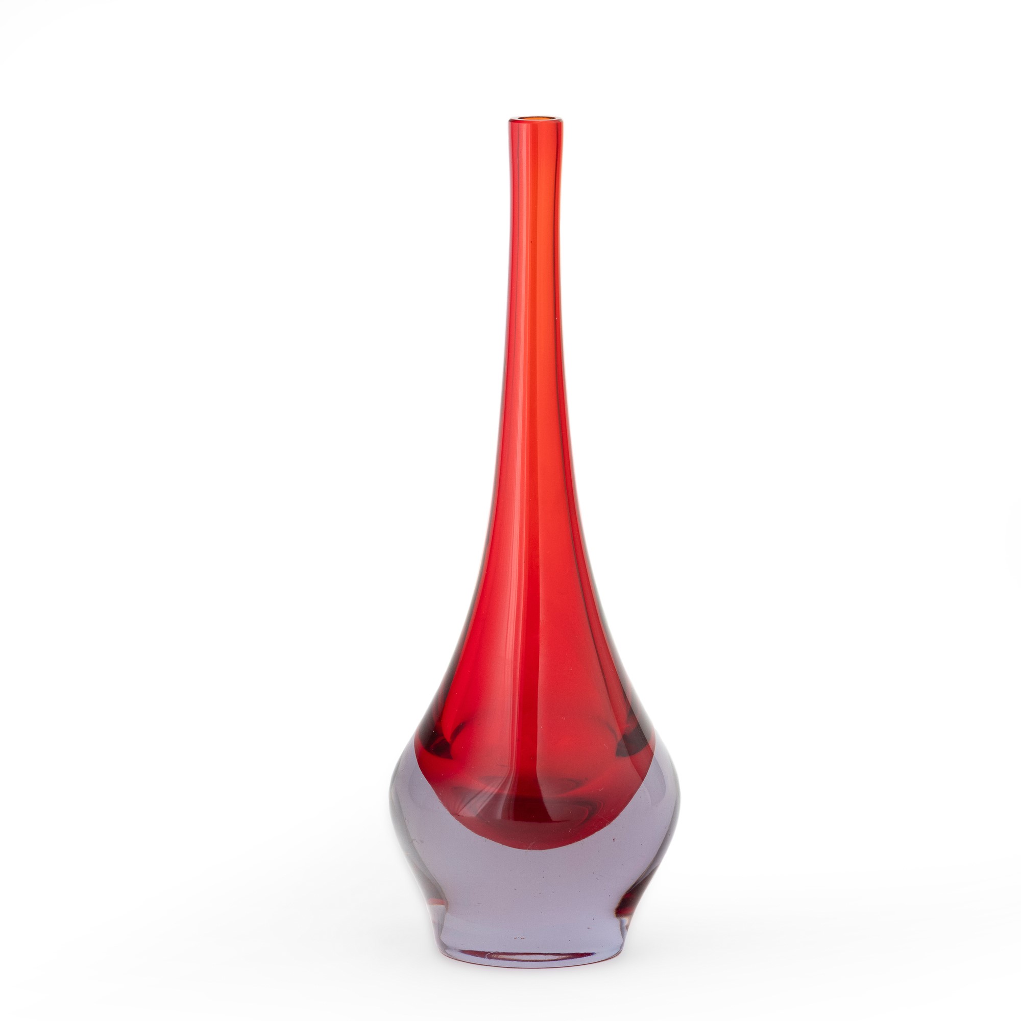Antonio da Ros - Vaso “a goccia” solifleur in vetro sommerso a due colori, Murano (ca. 1960)