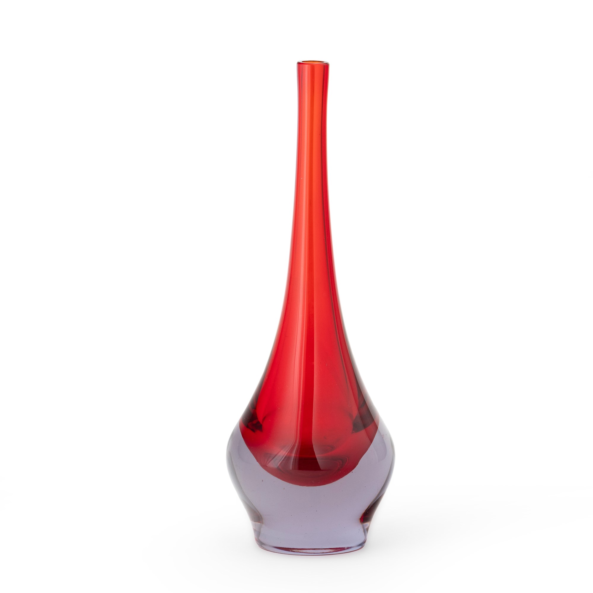 Antonio da Ros - Vaso “a goccia” solifleur in vetro sommerso a due colori, Murano (ca. 1960)