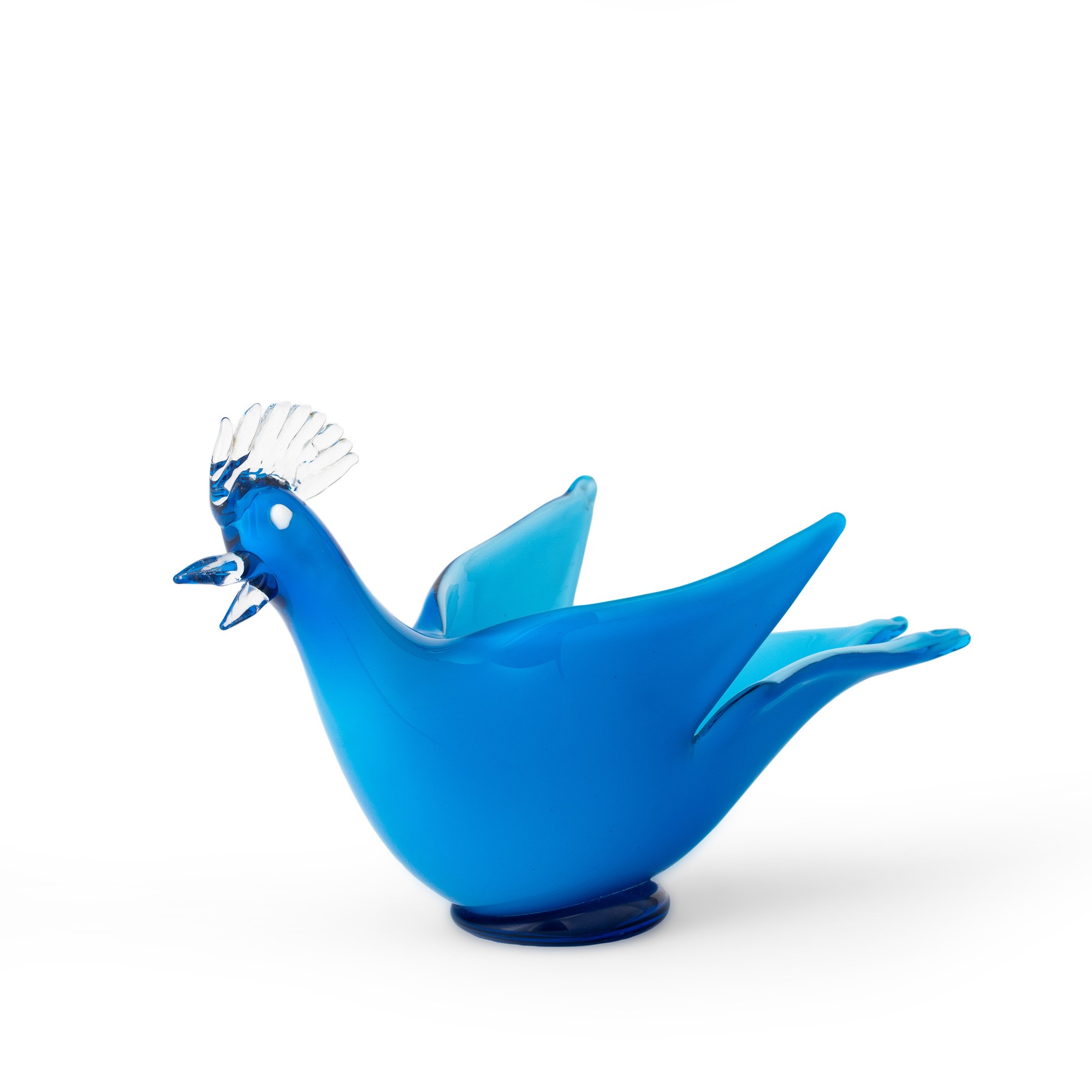Dino Martens (1894-1970) - Galletto in vetro soffiato incamiciato blu (Murano, anni 1960 ca.)