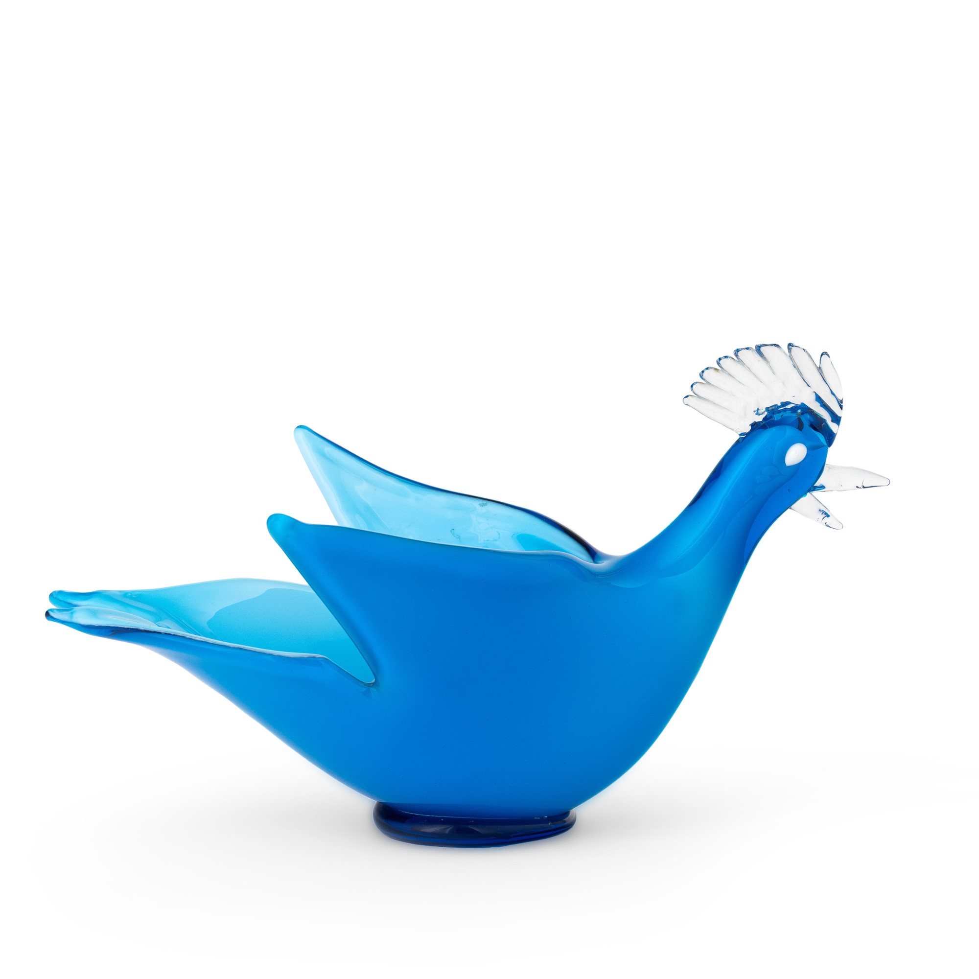 Dino Martens (1894-1970) - Galletto in vetro soffiato incamiciato blu (Murano, anni 1960 ca.)