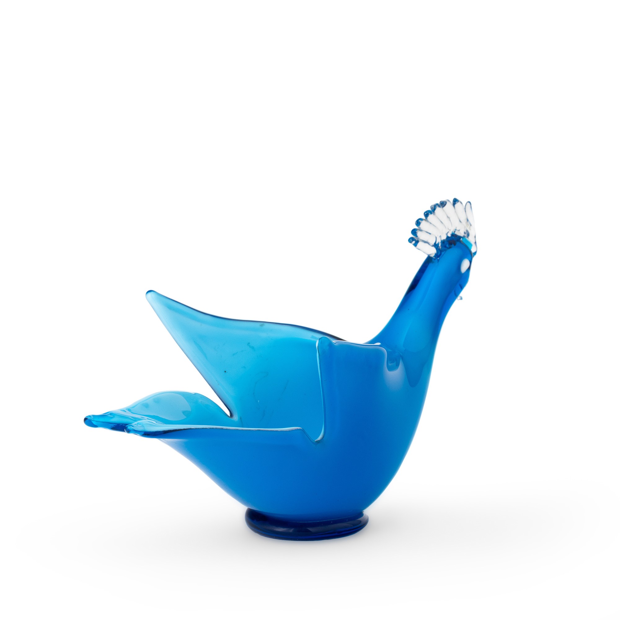 Dino Martens (1894-1970) - Galletto in vetro soffiato incamiciato blu (Murano, anni 1960 ca.)