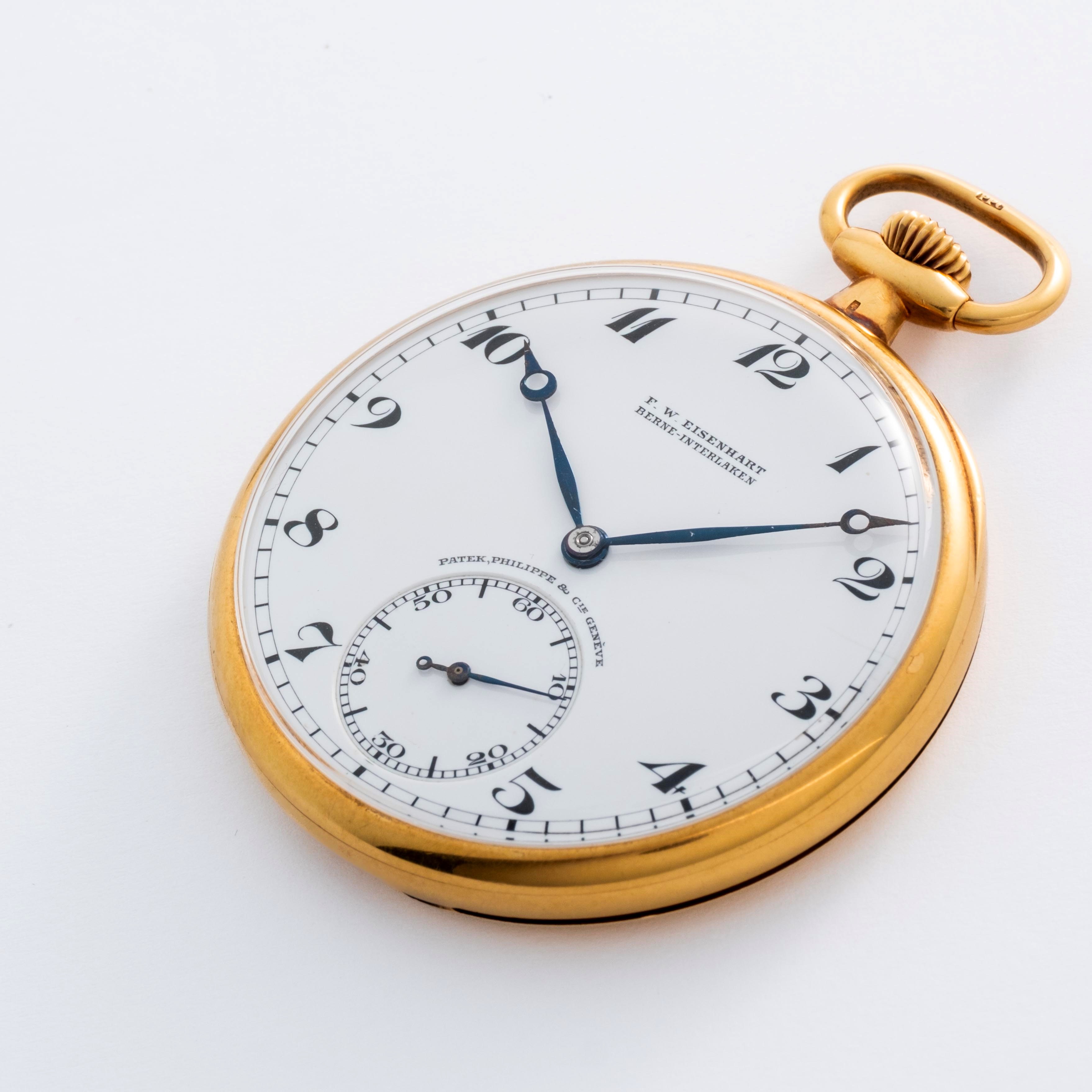 Patek Philippe - Orologio da tasca Openface in oro giallo 18k con quadrante in smalto bianco firm...