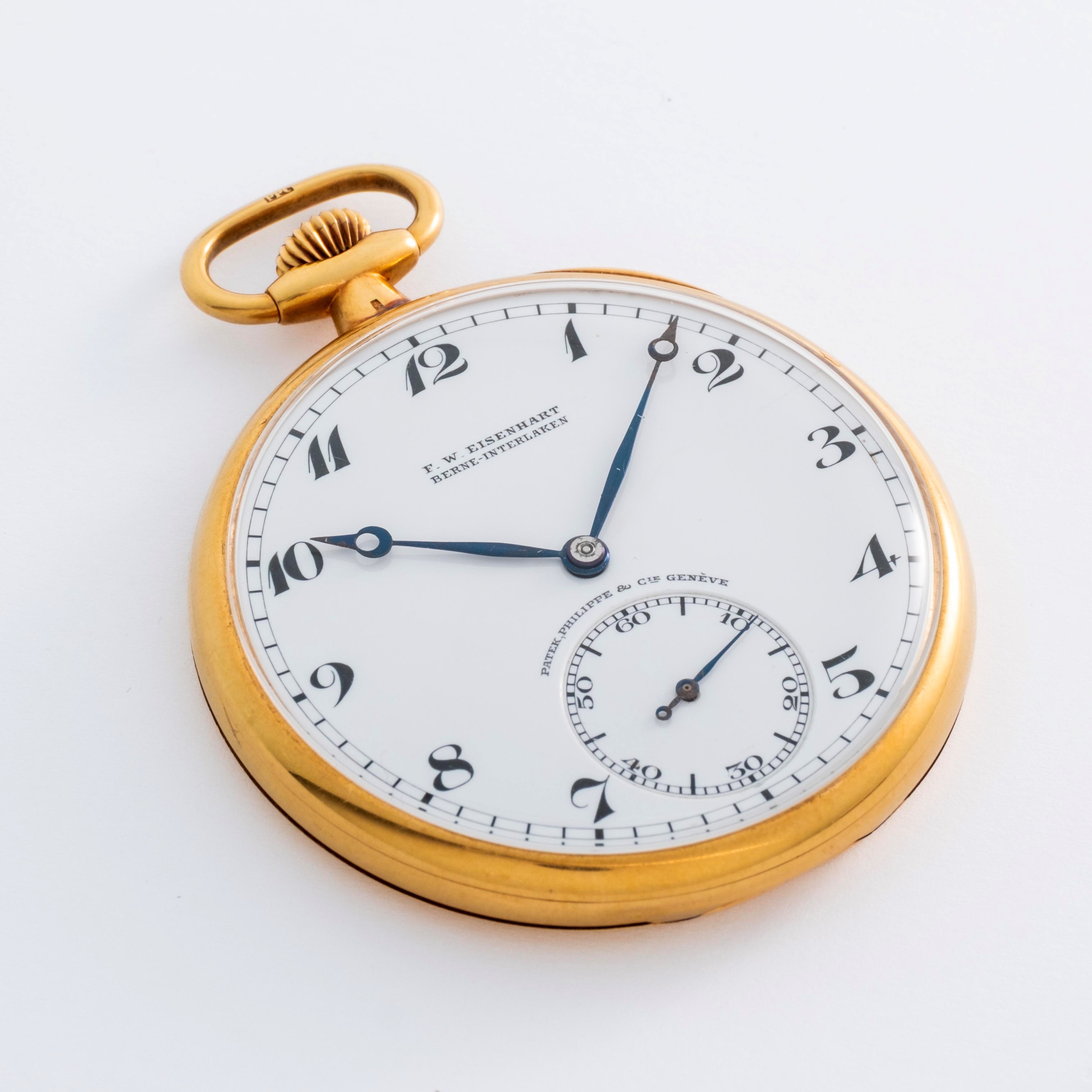 Patek Philippe - Orologio da tasca Openface in oro giallo 18k con quadrante in smalto bianco firm...