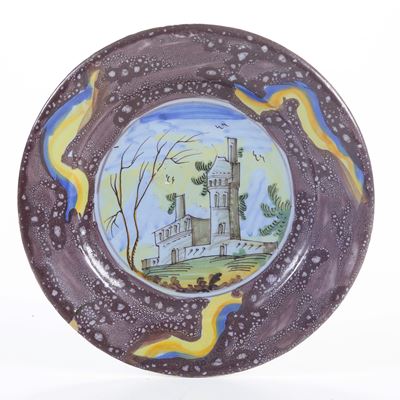 Maiolica, Piatto da parete o da portata, Pavia, inizio del XVIII secolo