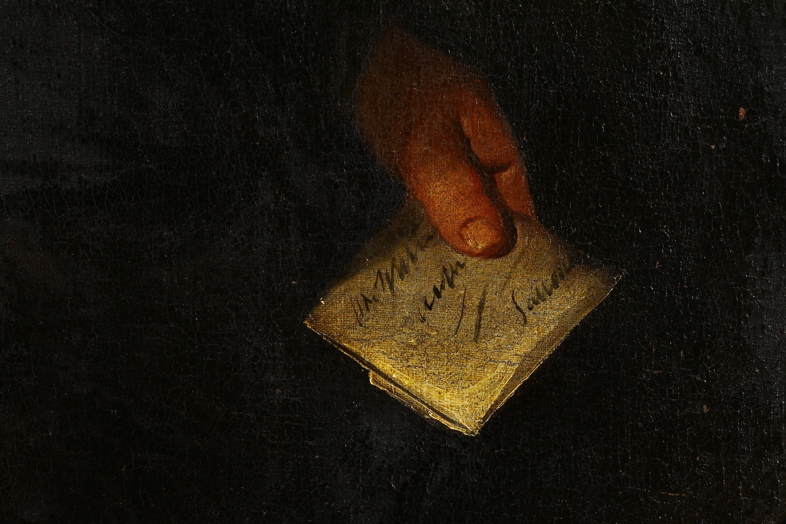 Scuola del XVII secolo, Ritratto di gentiluomo con lettera, olio su tela