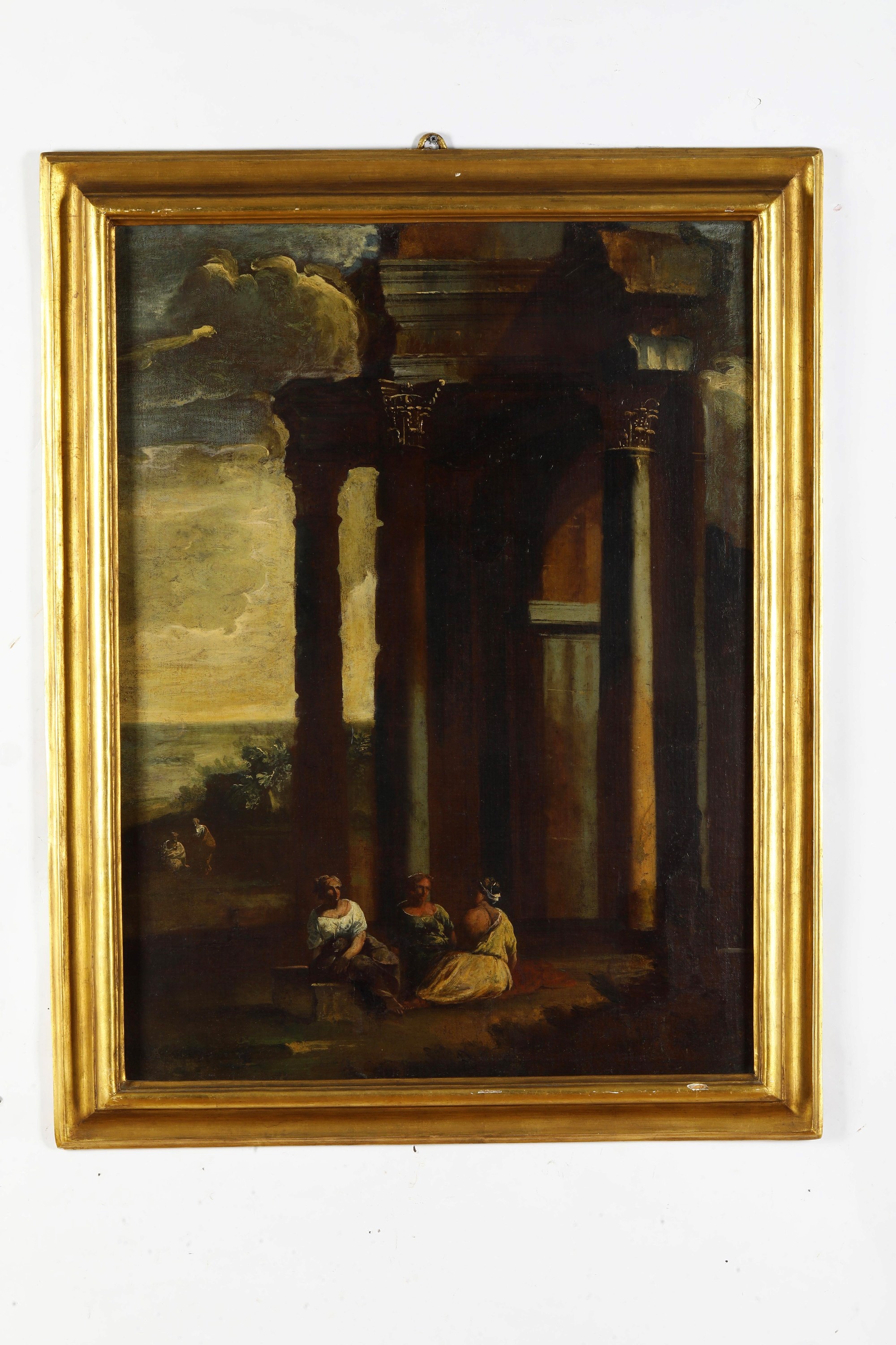 Antonio Travi Detto il Sestri - Paesaggi con architetture e figure, olio su tela