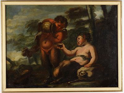 Scuola genovese del XVII secolo, Baccanale, olio su tela