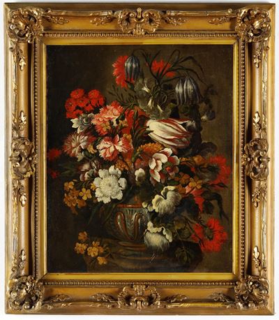 Scuola del XVIII secolo, Natura morta con vaso di fiori, olio su tela