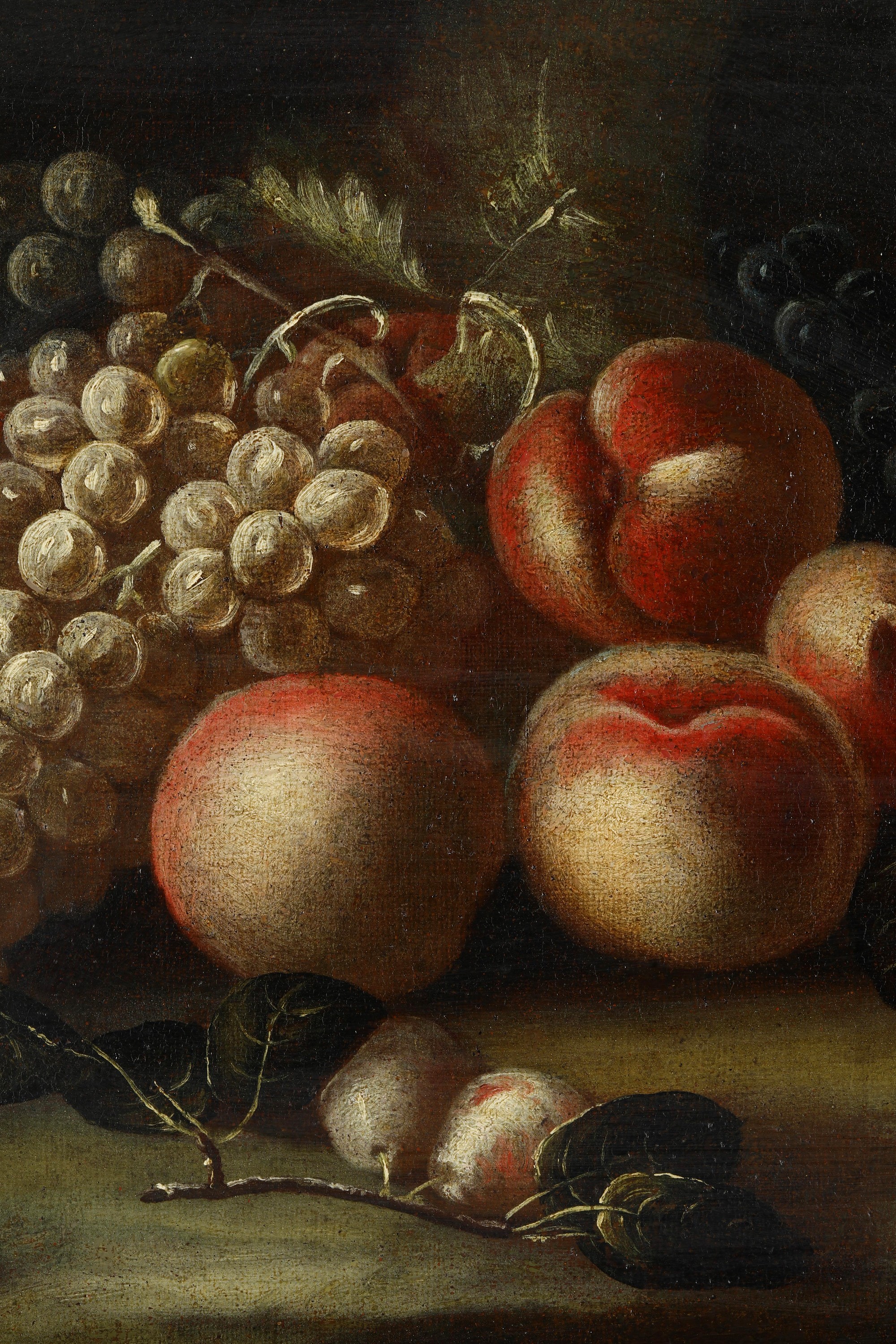 Scuola del XVII secolo, Natura morta con frutti e fiori, olio su tela